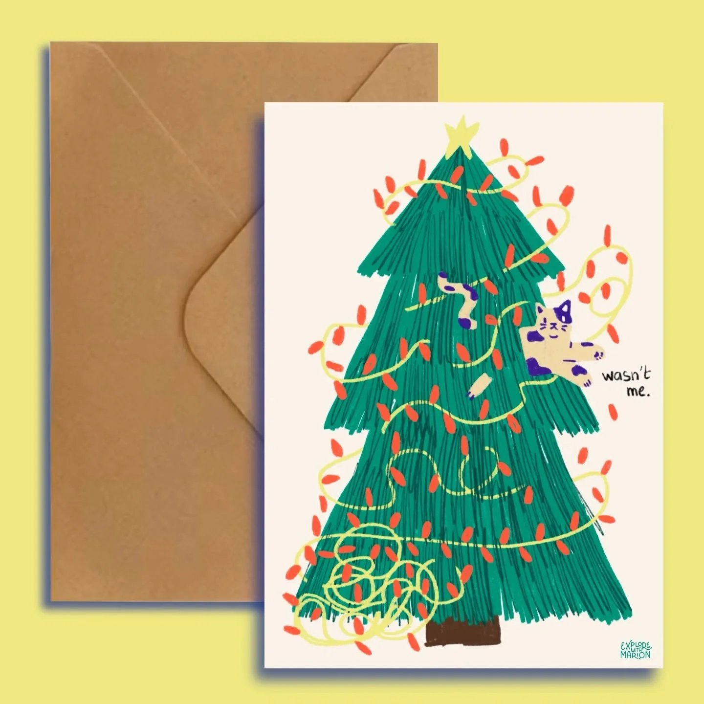 A silly cat climbing the Christmas tree, a huuuge warm scarf to protect yourself from the cold, and a little festive dance party, these are the new Christmas folded cards now available on www.explorewithmarion.com (link in bio)

#christmascard #chris