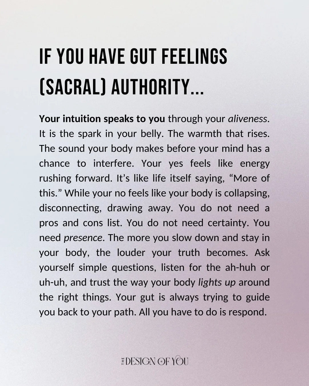 INTUITION BY DESIGN - LIVE workshop tomorrow 👁️✨

If you have been wanting to understand how your intuition actually works in your Human Design, this is for you :)

Inside Intuition by Design, we are diving into how the seven intuitive authorities s