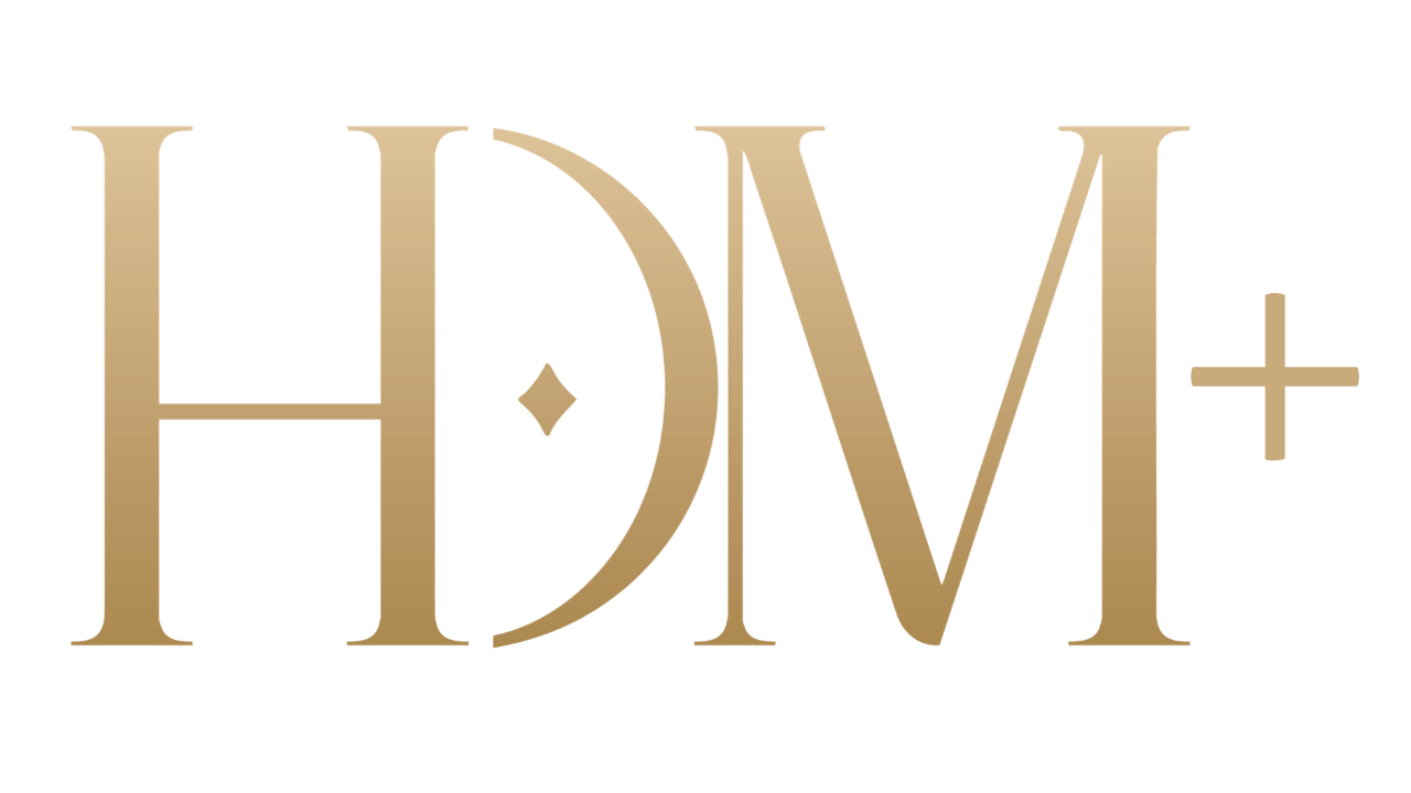 Stylized logo with the letters H, D, and M in gold with a small diamond shape in the center.