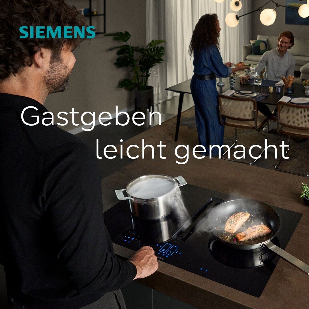 Du liebst es zu kochen und bist gerne Gastgeber? Mit der Siemens inductionAir Plus machst du dir das Kochen leicht und hast deine G&auml;ste stets im Blick! Komm bei uns vorbei und lass dich beraten! #kielerk&uuml;chenliebe #k&uuml;chenwelten #siemen