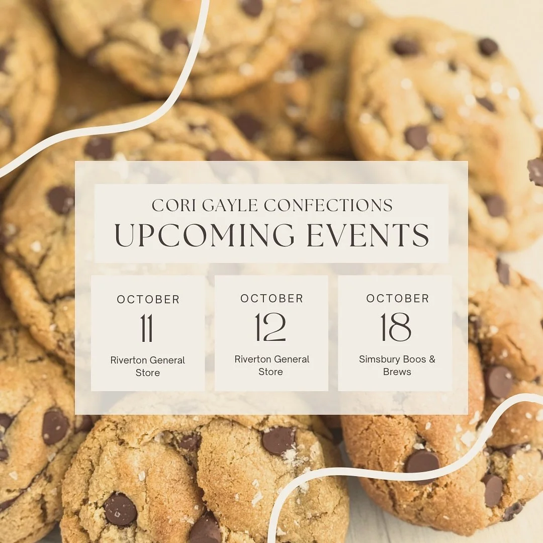 You&rsquo;ve got THREE chances to snag some goodies this month! 

October 11th &amp; 12th 10-4 at the Riverton General Store during the Riverton Fair! 

October 18th 1-5 Simsbury Spooktacular Boos and Brews @simsburymeadows!

Decorated cookies, gourm