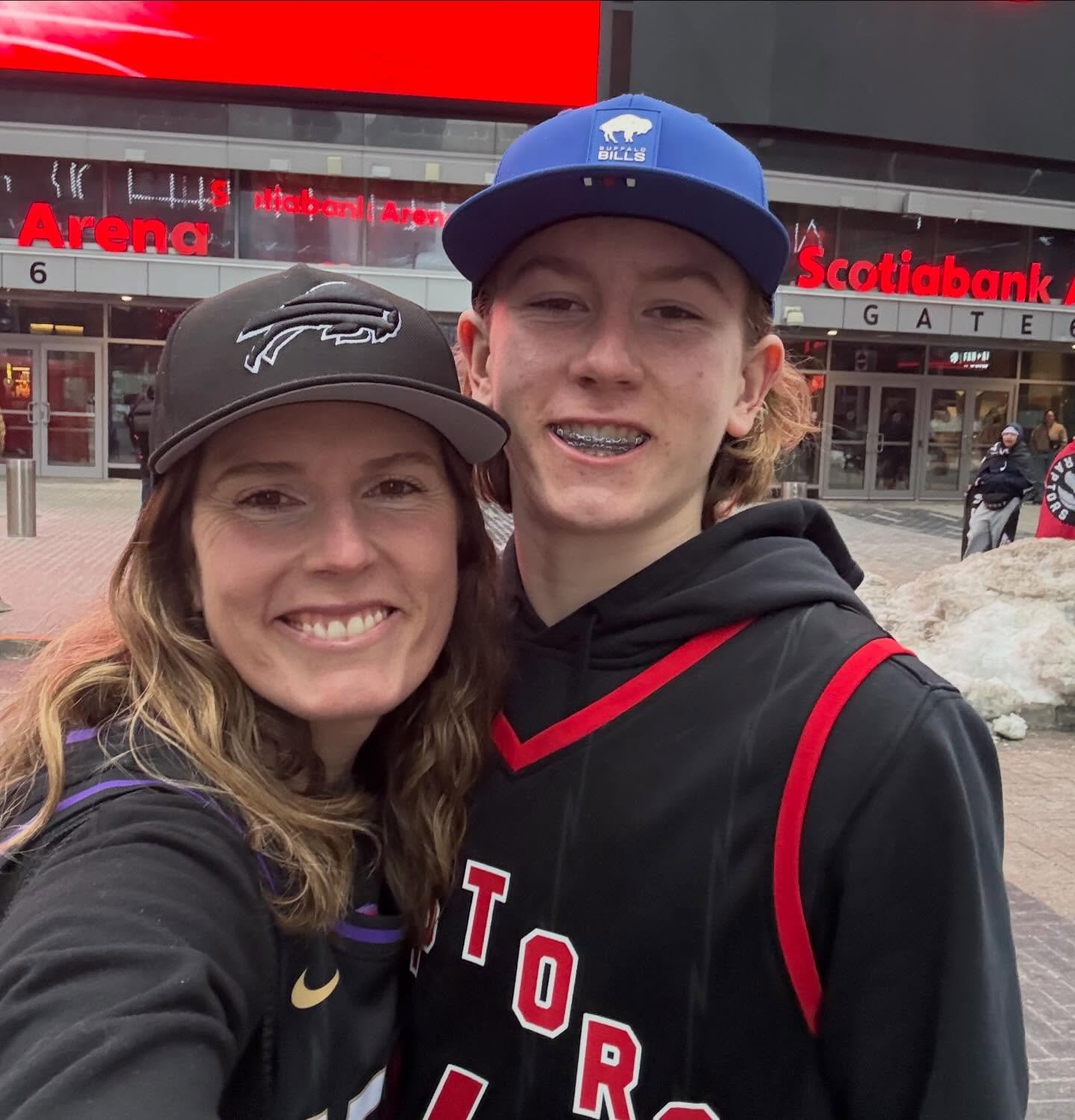Date nights with your teenager hit different ❤️ 

@raptors x @buffalobills night 🏀🏈

#boymom #datenight #goraps #gobills