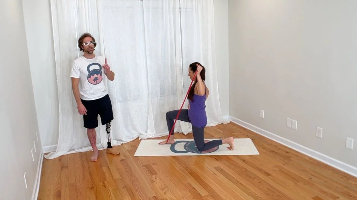 Low Lunge Single-Arm Cuban Press (Band)