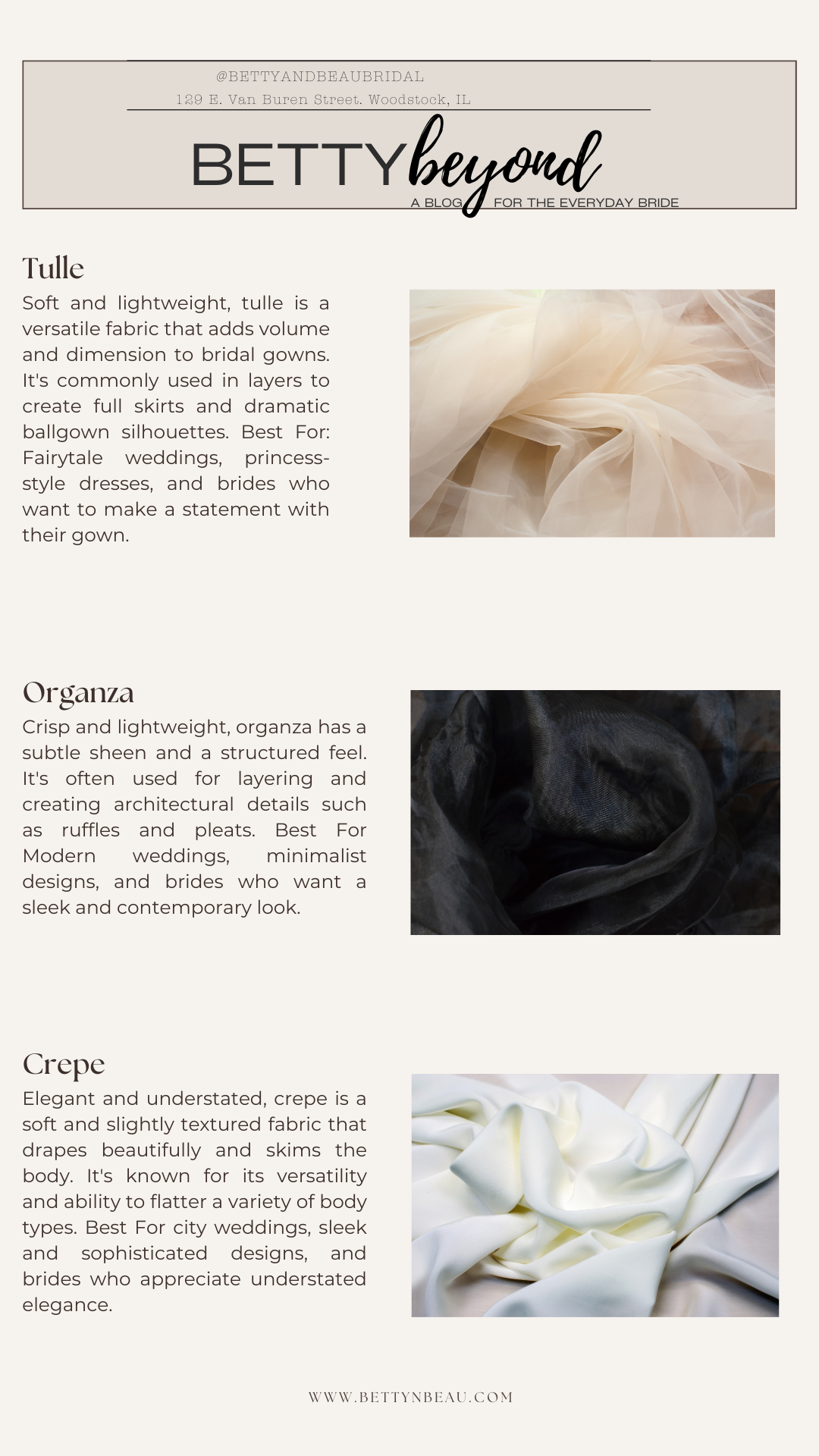 A Guide to Bridal Gown Fabrics: Choosing the Perfect Material for Your