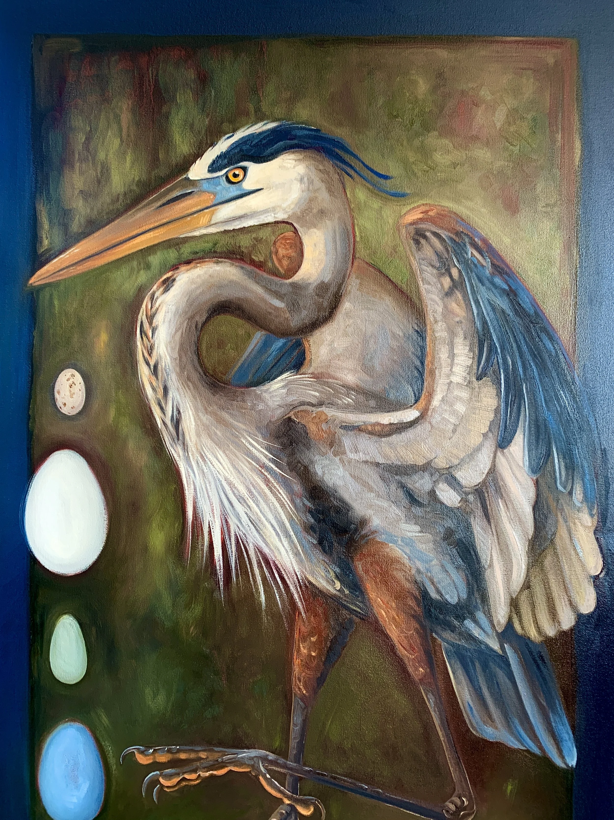 24"x36" "Blue Heron and Eggs"
