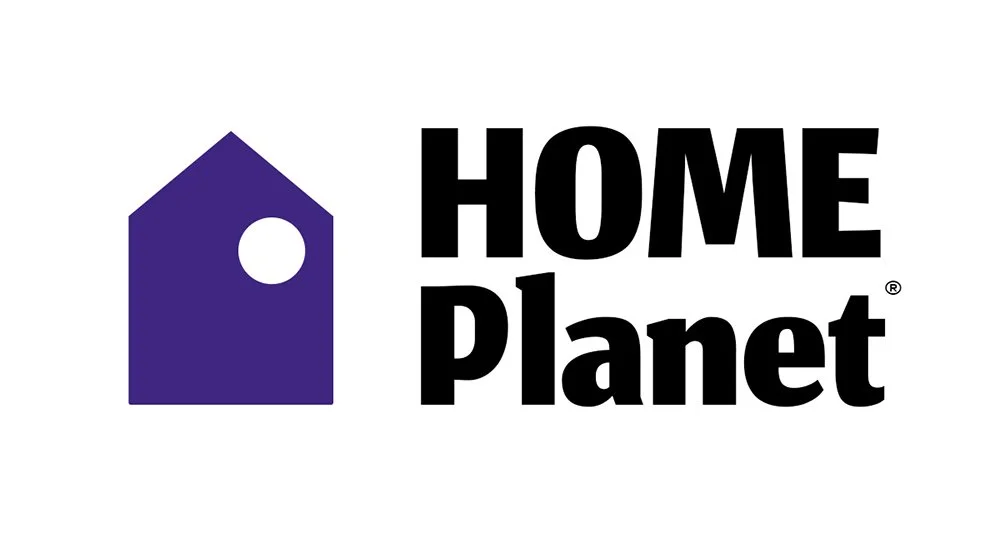 Home Depot logo with purple house icon and black text.