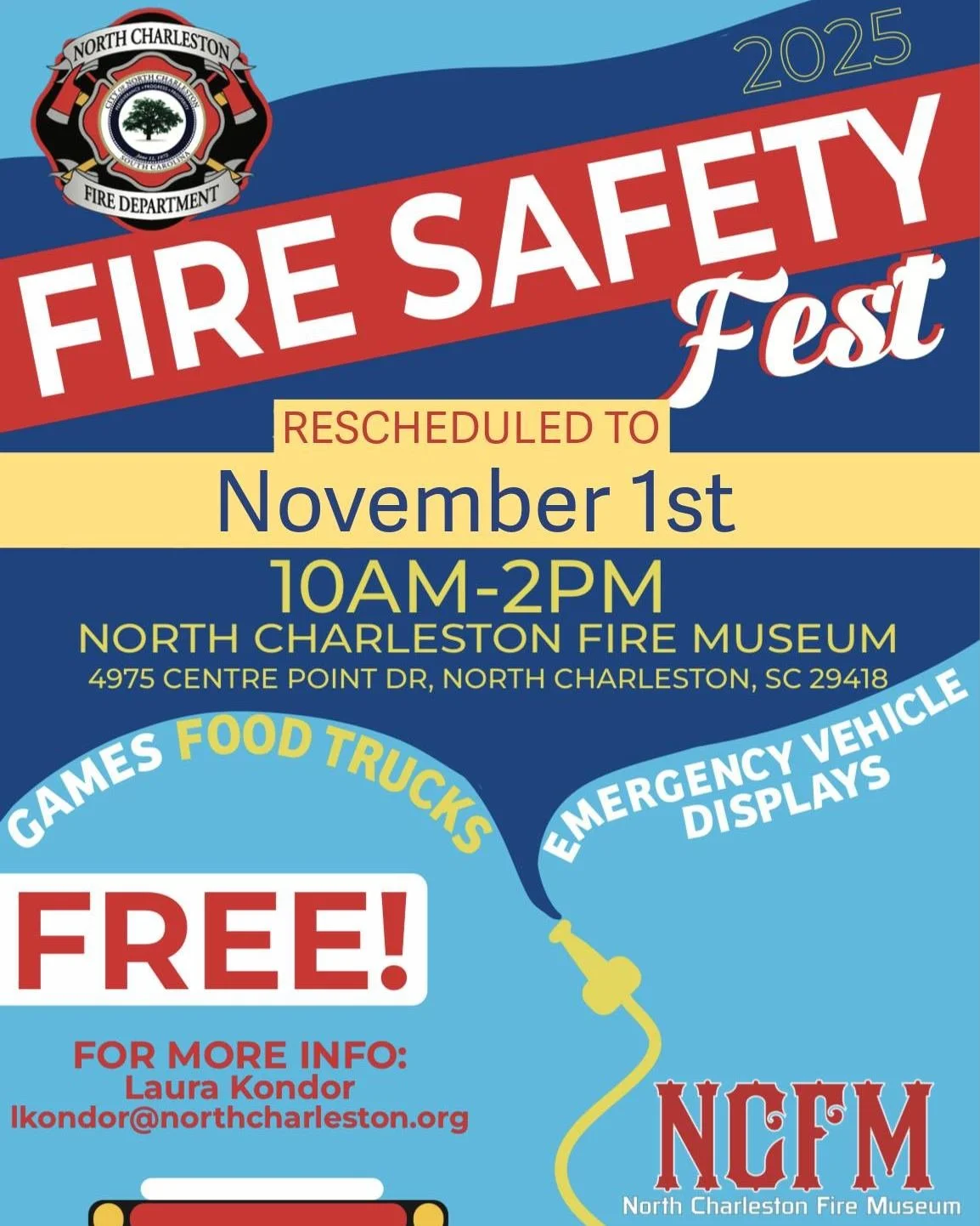 Don't miss out on Fire Safety Fest on November 1st from 10am to 2pm at the North Charleston Fire Museum! We're excited to be there, along with games, food trucks, emergency vehicle displays and more. Come say hi!

#firesafety #lowcountryevents #charl