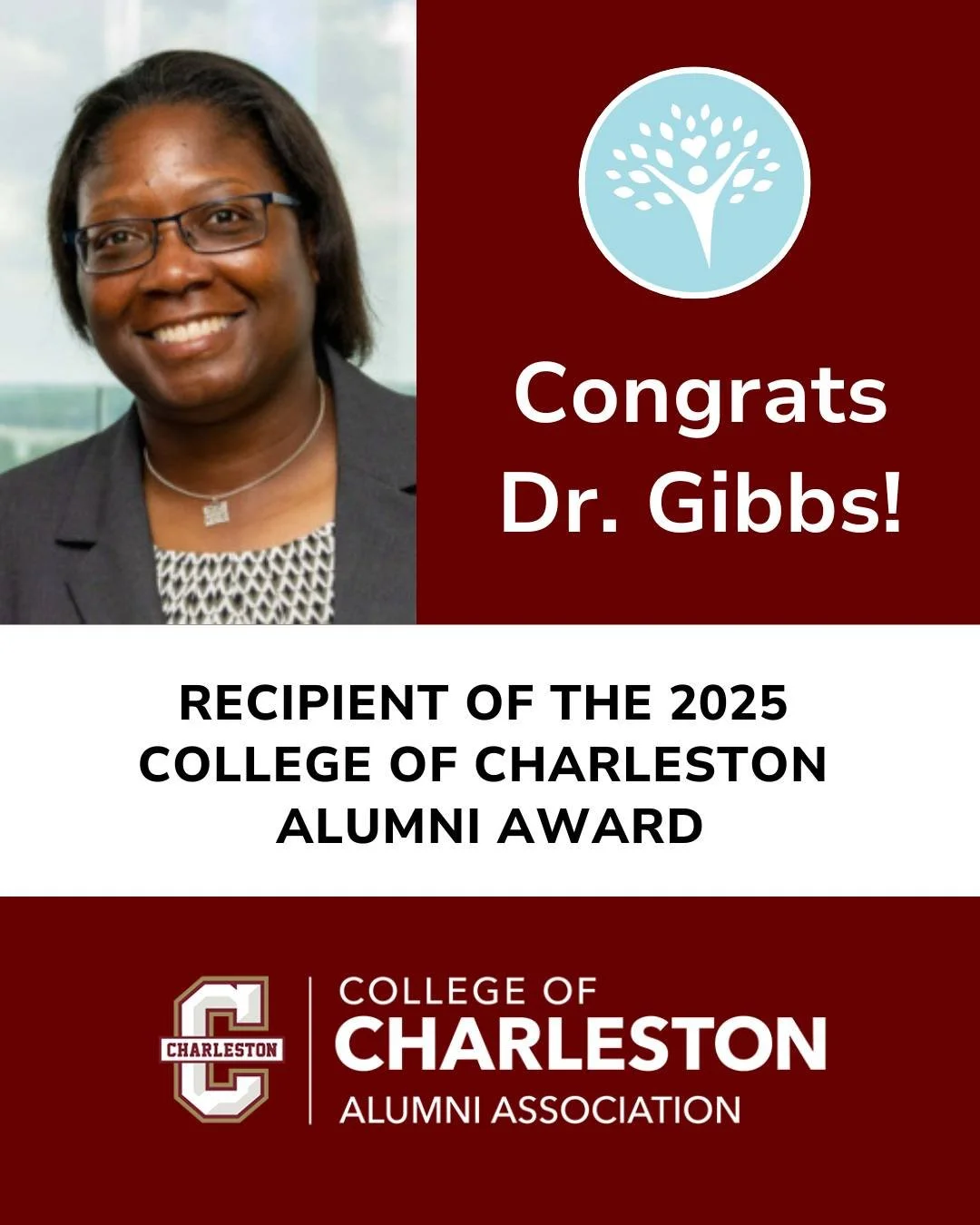 Congrats to The Palmetto Palace Founder &amp; Executive Director, Dr. Youlanda Gibbs on her most recent recognition 🎉! Dr. Gibbs was selected as the 2025 Outstanding Service Award in Medicine for the College of Charleston Alumni Association. Each ye