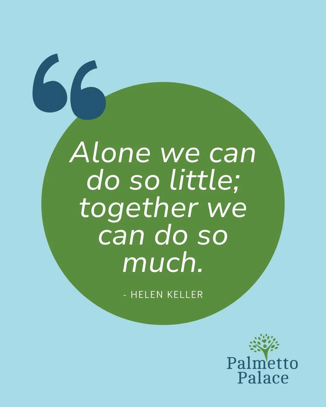 For this #MotivationMonday, remember that we're #BetterTogether! Teamwork multiplies impact; collaboration turns small efforts into big results. 

#PalmettoPalace #community #healthcare #SouthCarolina