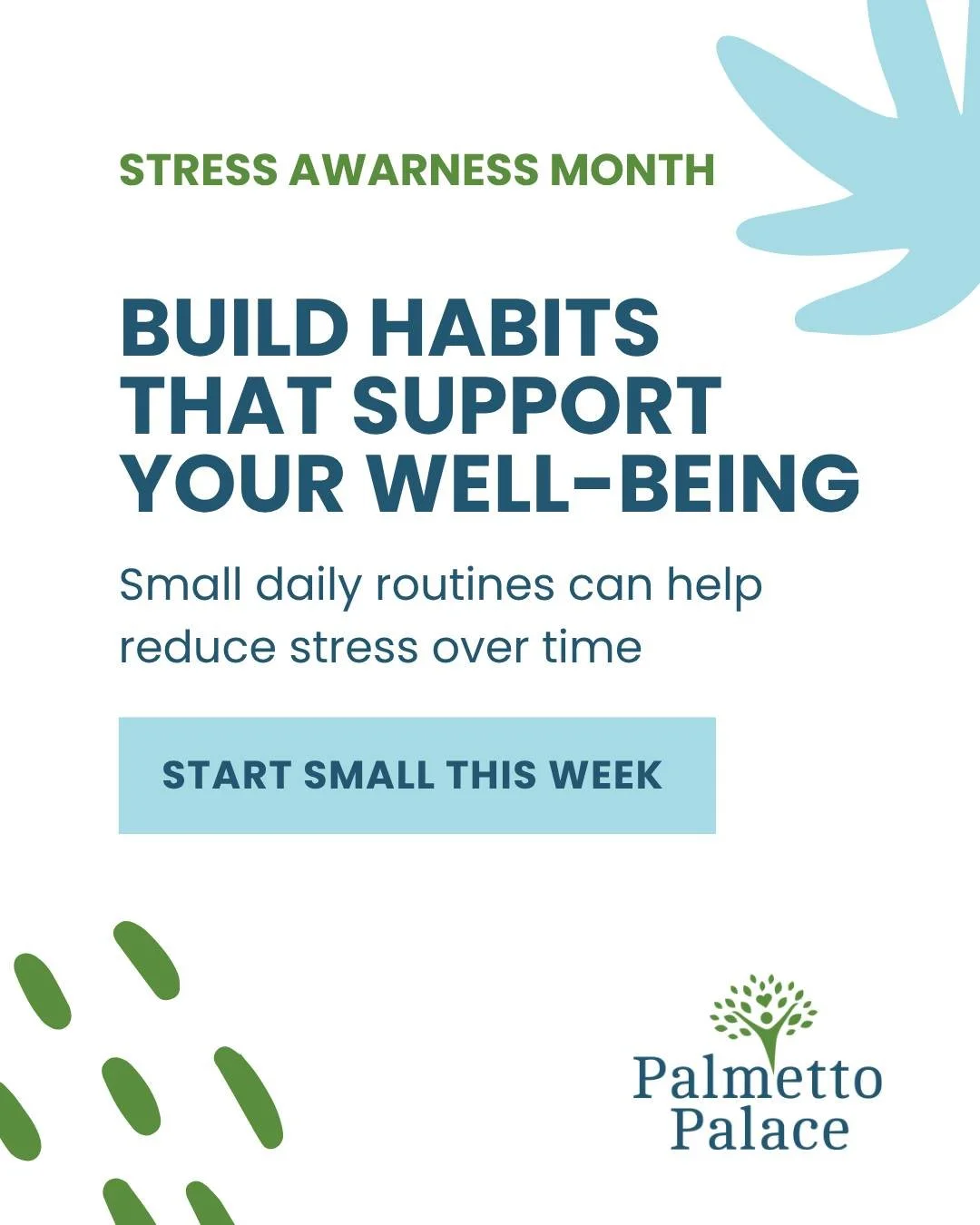 What's the best way to eat an elephant? In small bites! 🐘 

Jokes aside, just making one small change can support your mental and physical health. 
Sleep, movement, and hydration all impact stress levels...and these are things you can change! You do