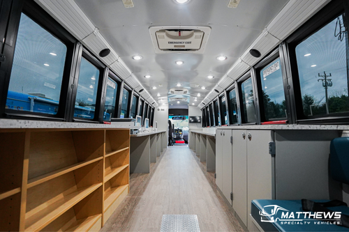 The inside of the mobile BLU bus