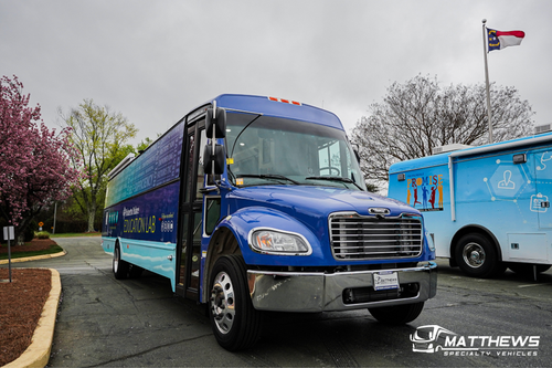 a blue bus for serving the SC community