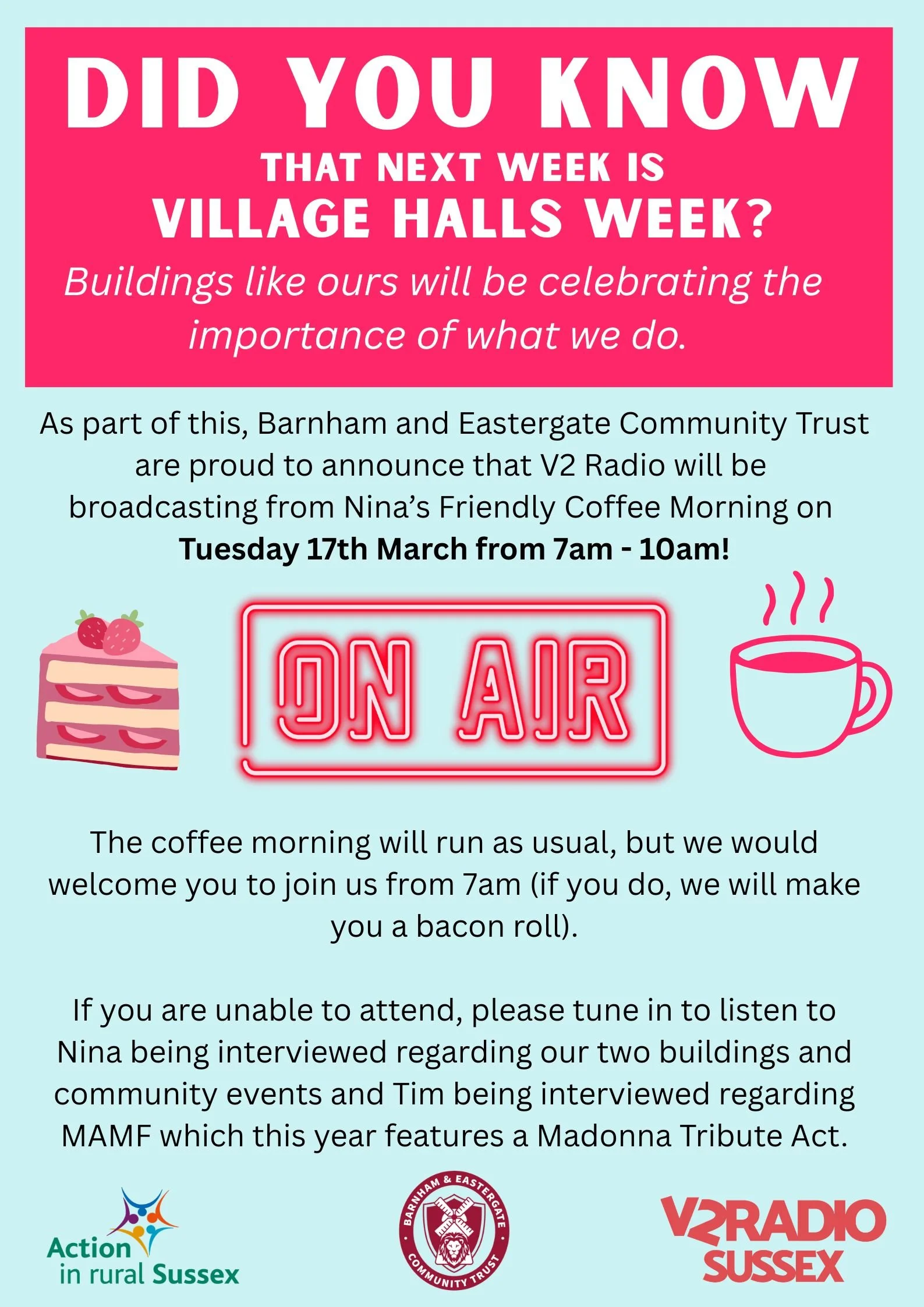 V2 Radio at Nina's Friendly Coffee Morning