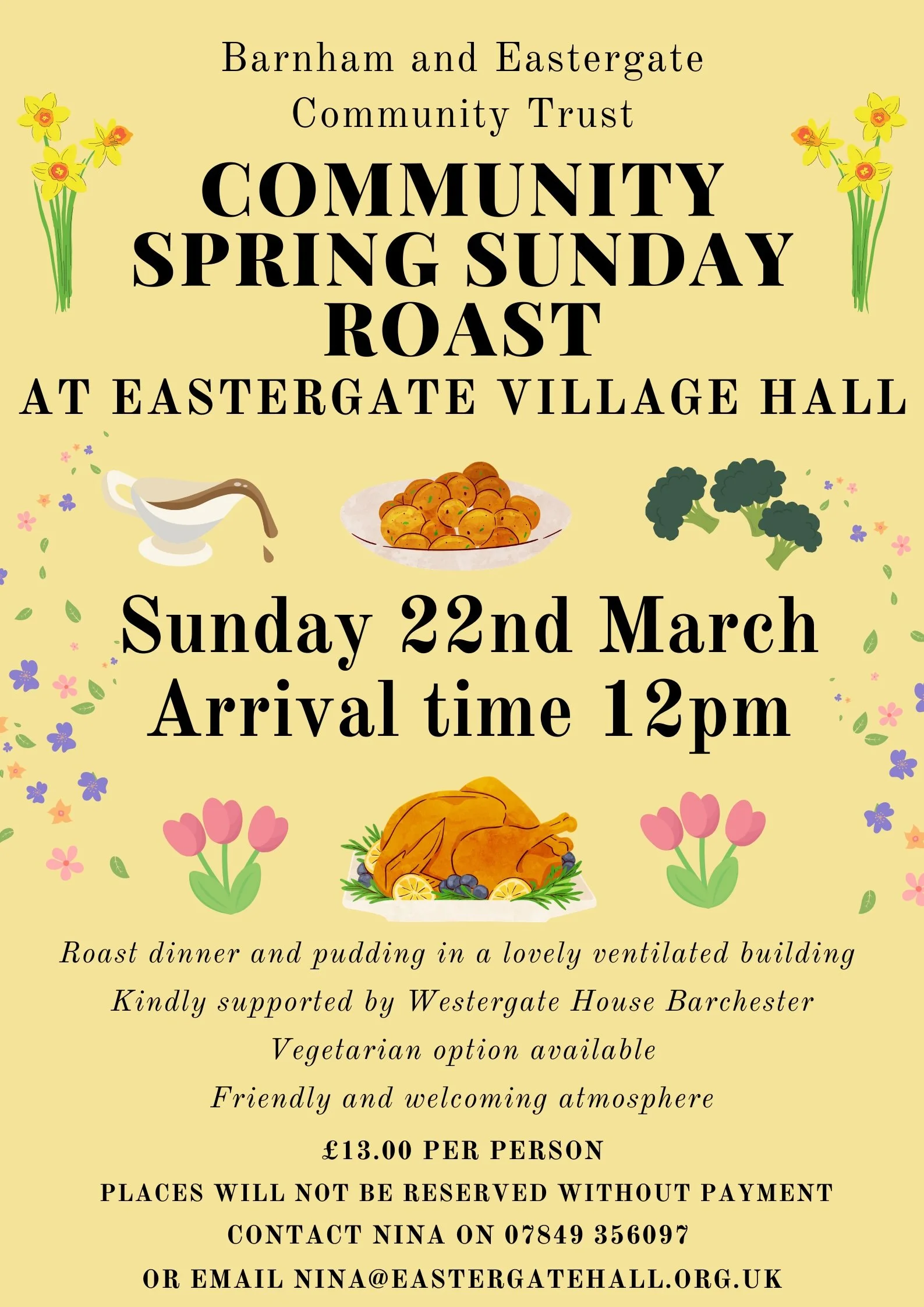 Spring Community Roast Lunch at Eastergate Village Hall