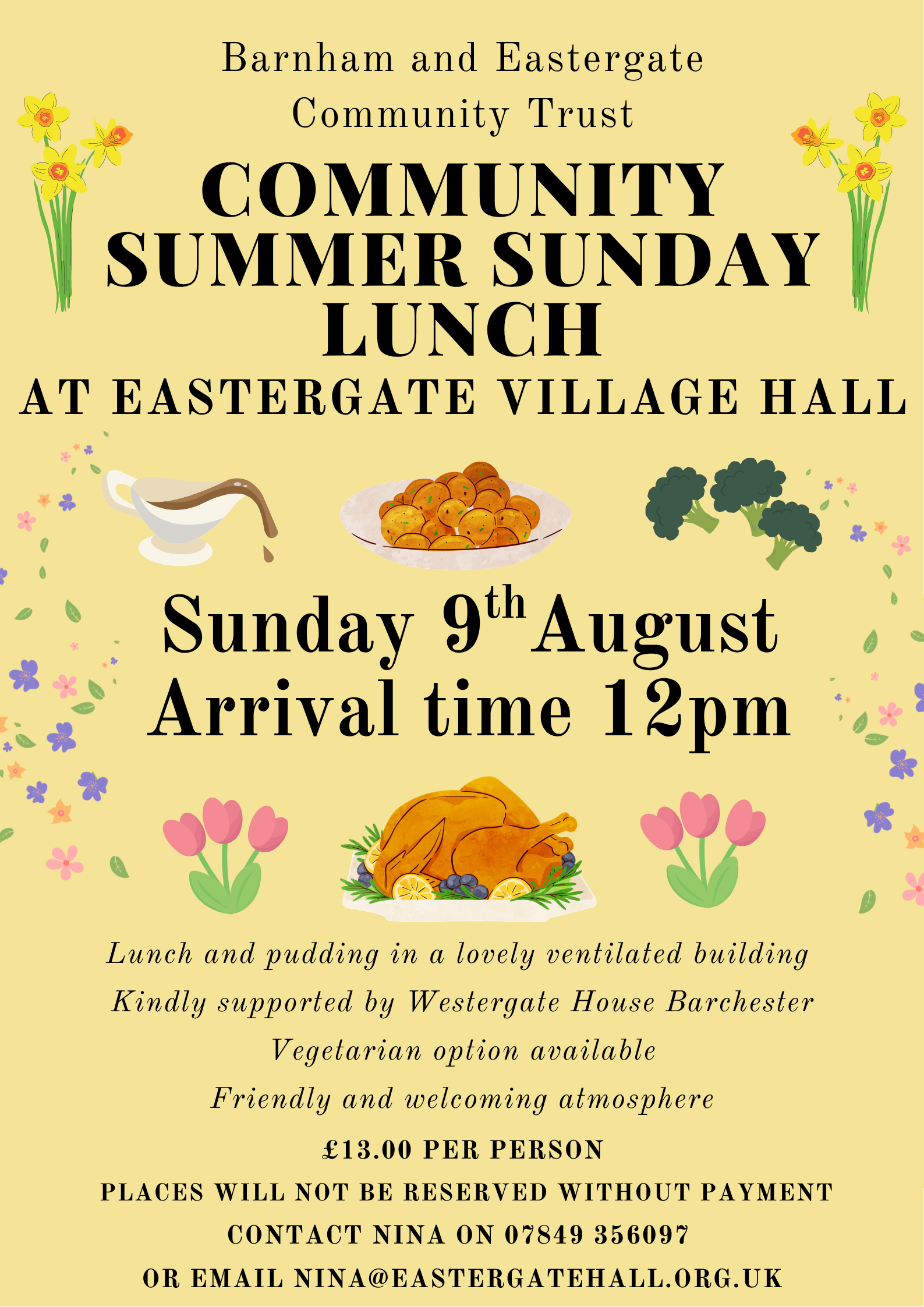 Community Sunday Lunch - Sunday 9th August