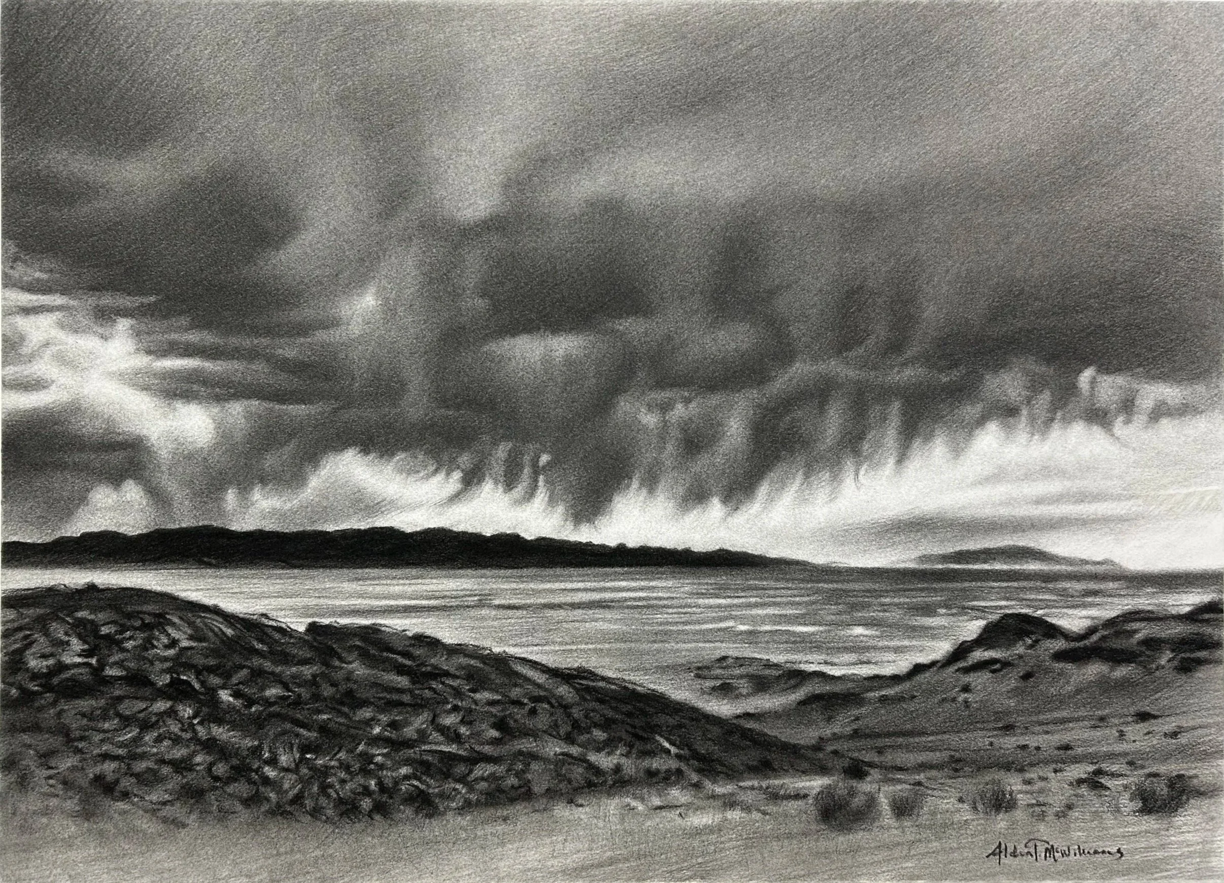 Table Mountain / Charcoal on paper /  22.5" x 30" / 2025 / Utah / Commission