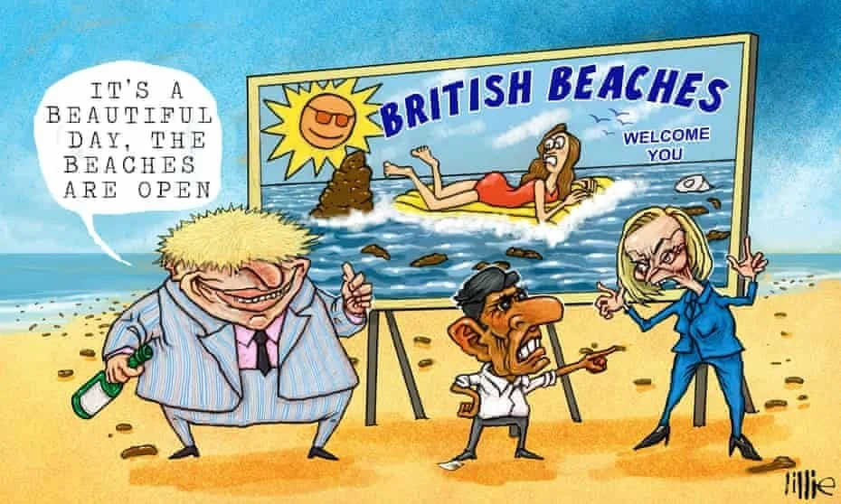 Foul stench of sewage on UK beaches draws Jaws comparisons 