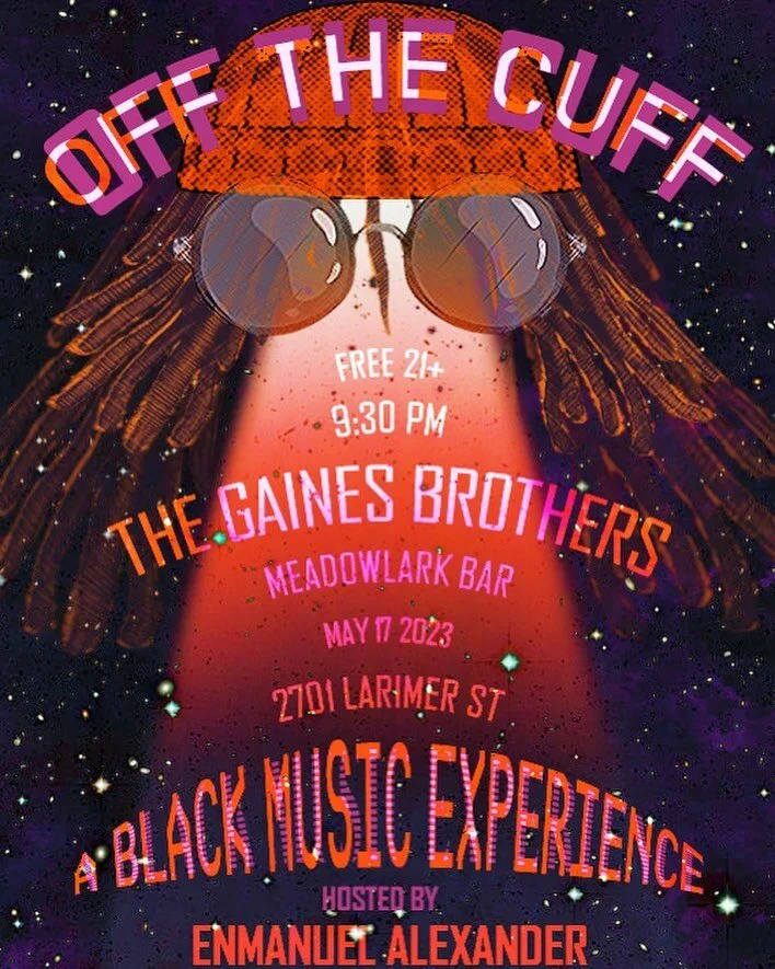 TONIGHT!!! 9:30! we got the @gainesbrothers blessing us 🙏🏾✨ come out and experience black improvised music in denver. best night of the week imo 🤟🏾
feat. 
@lgmusic 
@georgegotjuice 
@kowanplaysdw 
💪🏾✊🏾🤝🏾

Flyer done by the fabulous @jeswitha