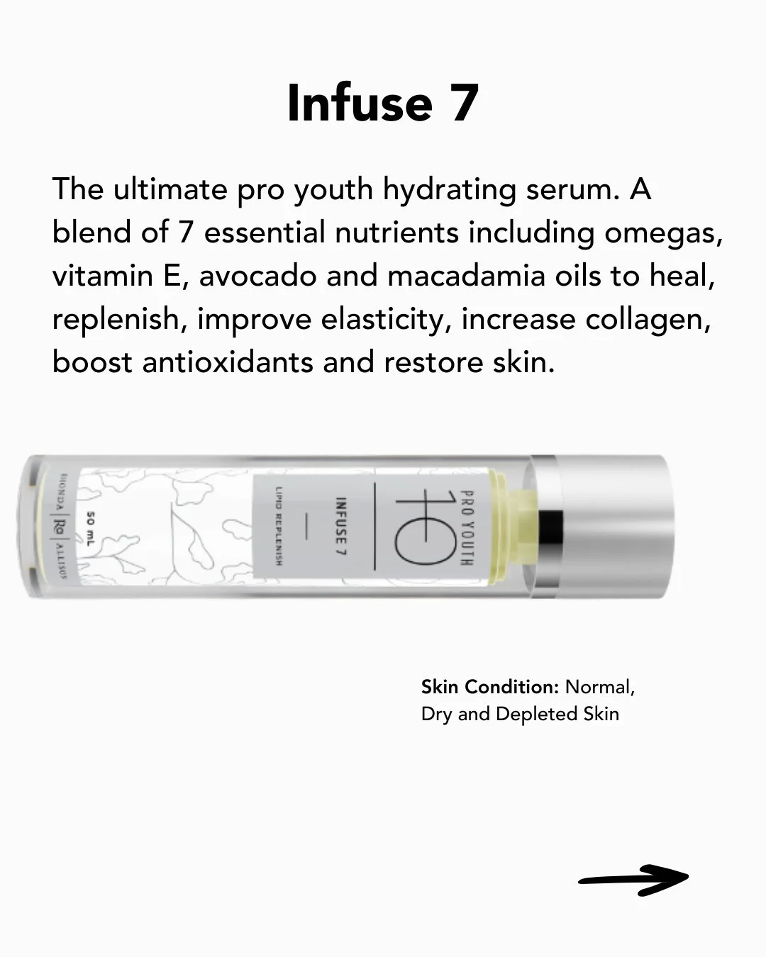 ✨ Your Skin&rsquo;s New Obsession: Infuse 7 Has Arrived ✨⁠
⁠
Meet the ultimate pro-youth hydrating serum your skin will fall in love with. Infuse 7 by Rhonda Allison delivers a powerful blend of omegas, vitamin E, avocado + macadamia oils to heal, re