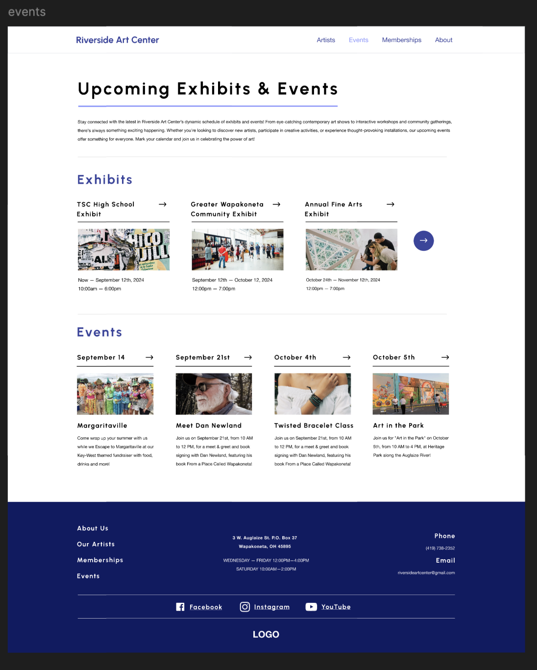 Events Wireframe
