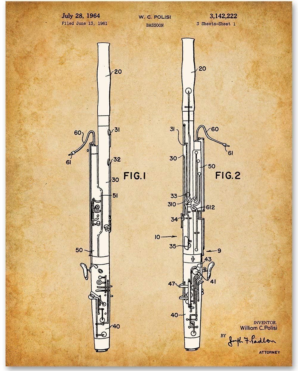 Bassoon Patent Poster Art