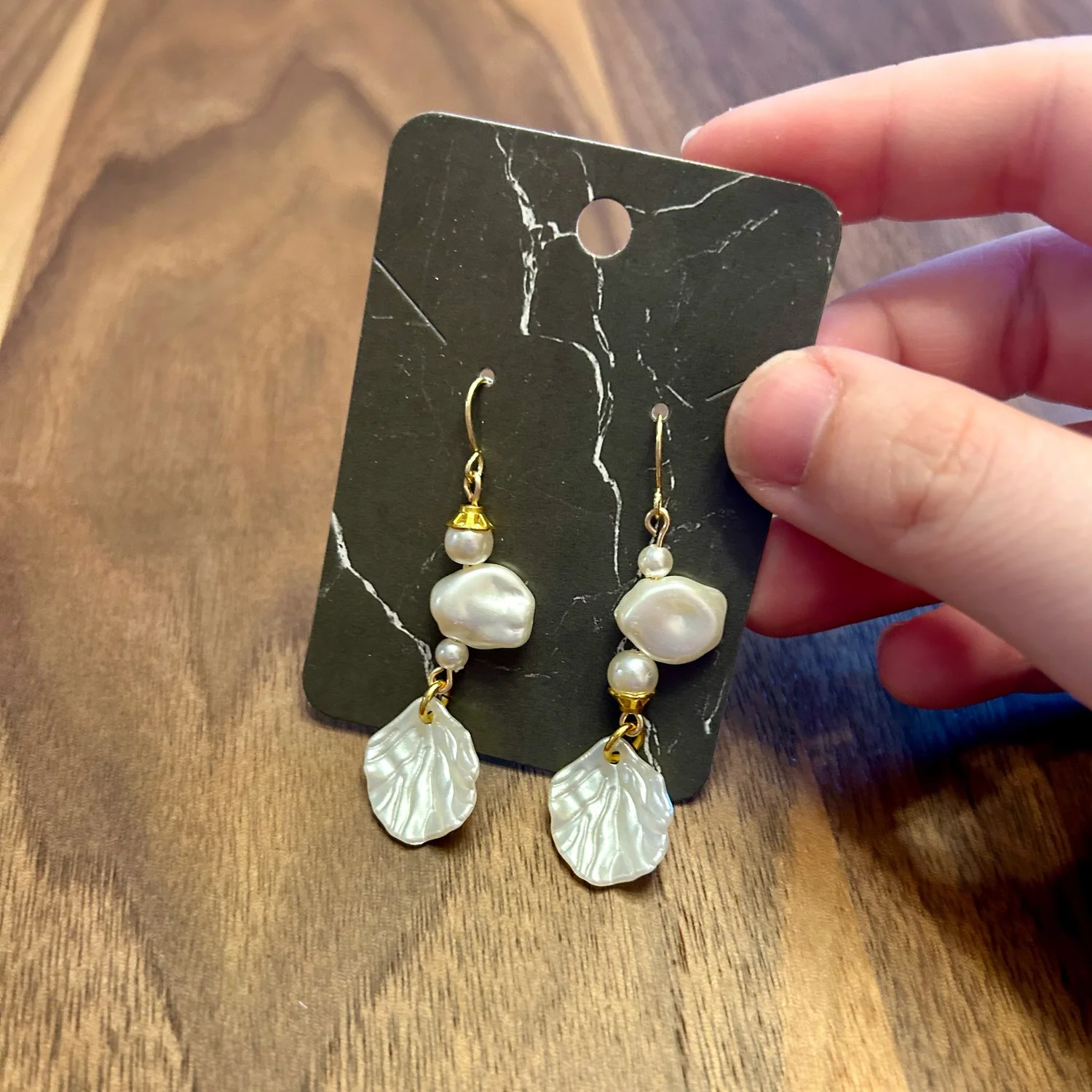 Pearl and Shell Earrings — Art Bee Studios Handmade and