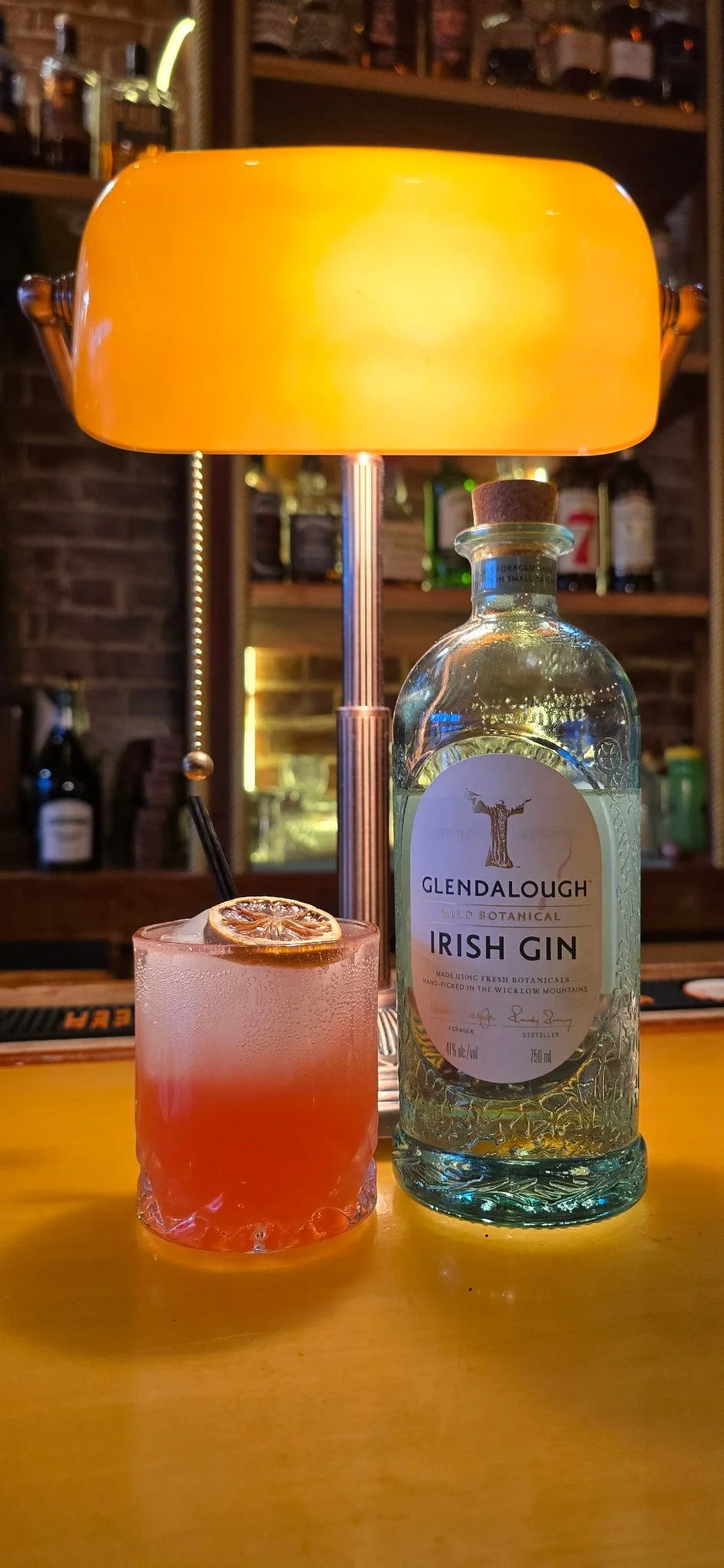 Glendalough Irish Gin, simple syrup, grenadine, fresh lemon, topped with club soda