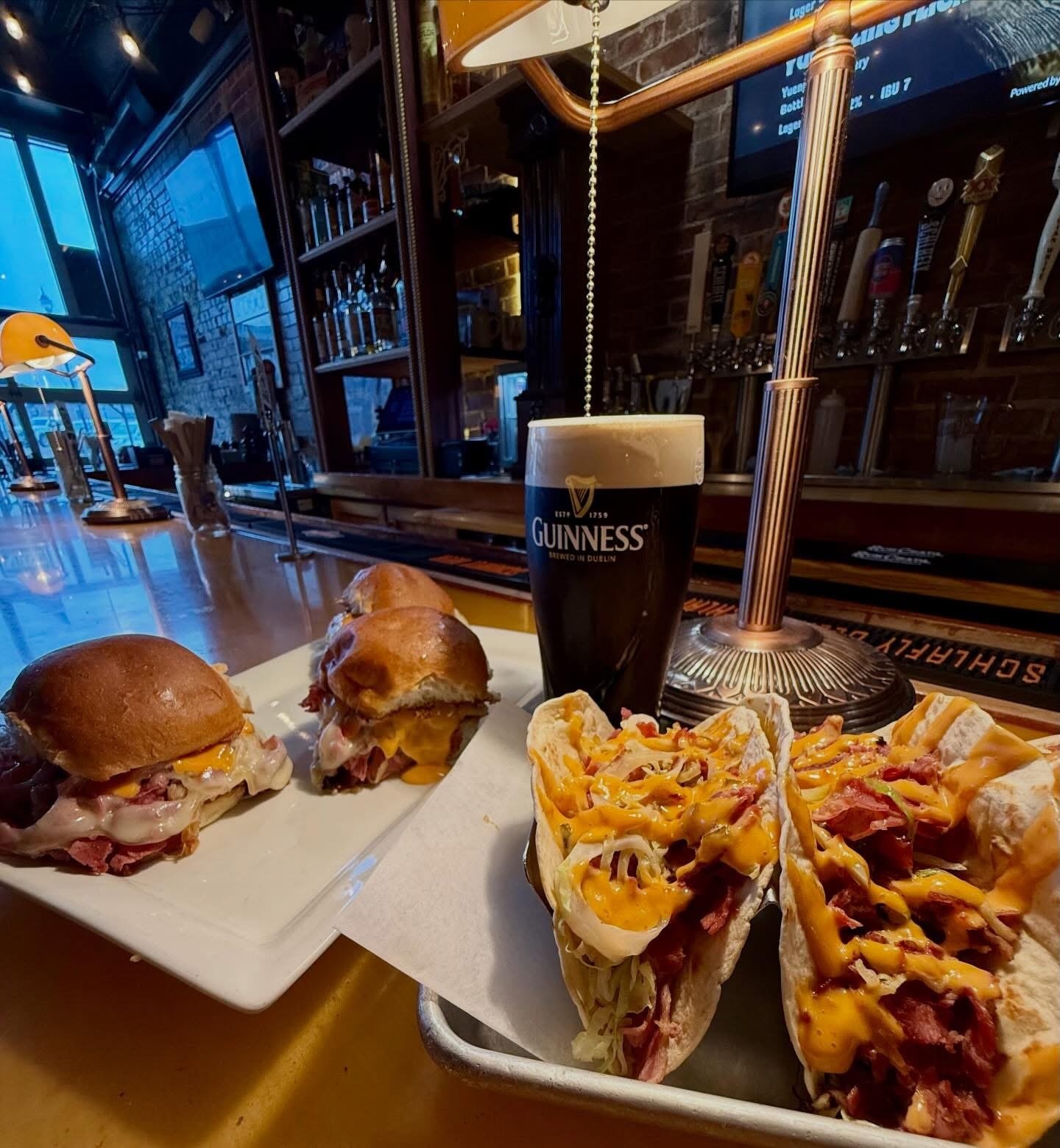 rueben sliders, corned beef & cabbage tacos