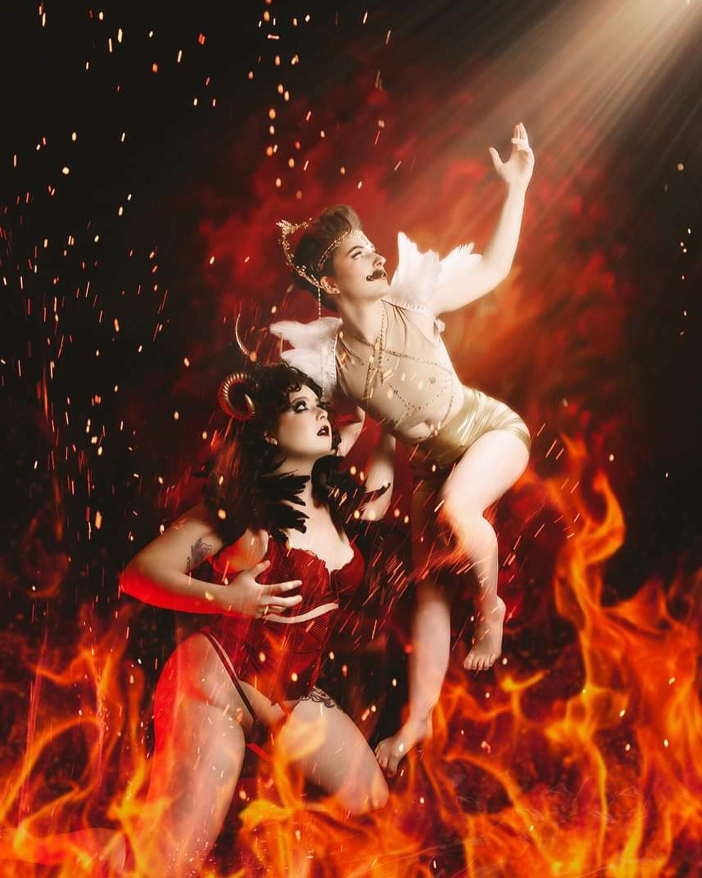 This Matt Adore &amp; Catty Wompass x @honey_and_ether_photography collaboration was so good, we had to give it a spot on our grid! Matt and Catty felt so inspired by this Heaven &amp; Hell set that they developed an entire duet around it, which they