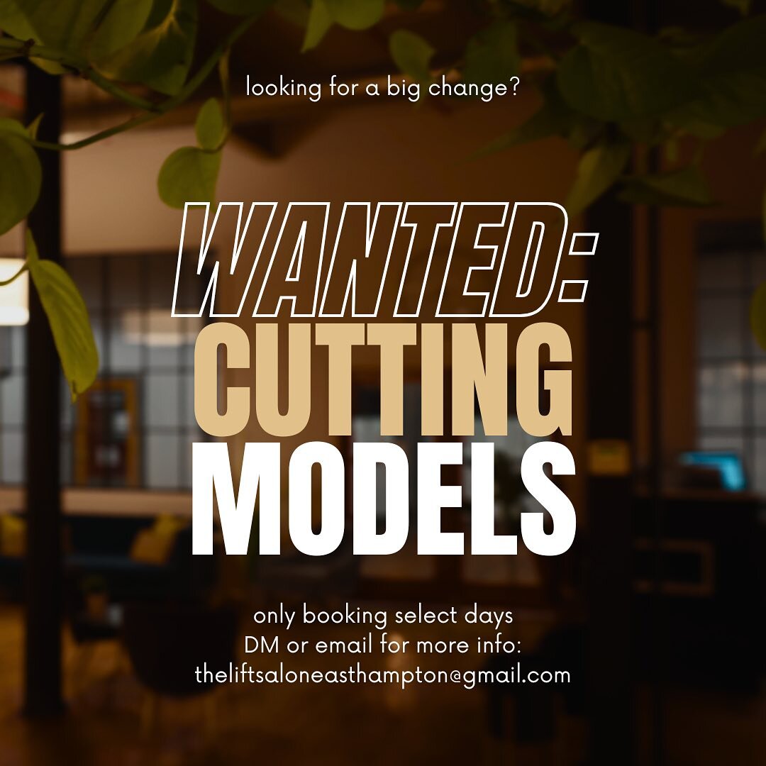 Looking for a few people to be hair cutting models! This would be free of charge to help our assistants hone their craft- limited days are available. Please DM or email with any inquiries or questions!