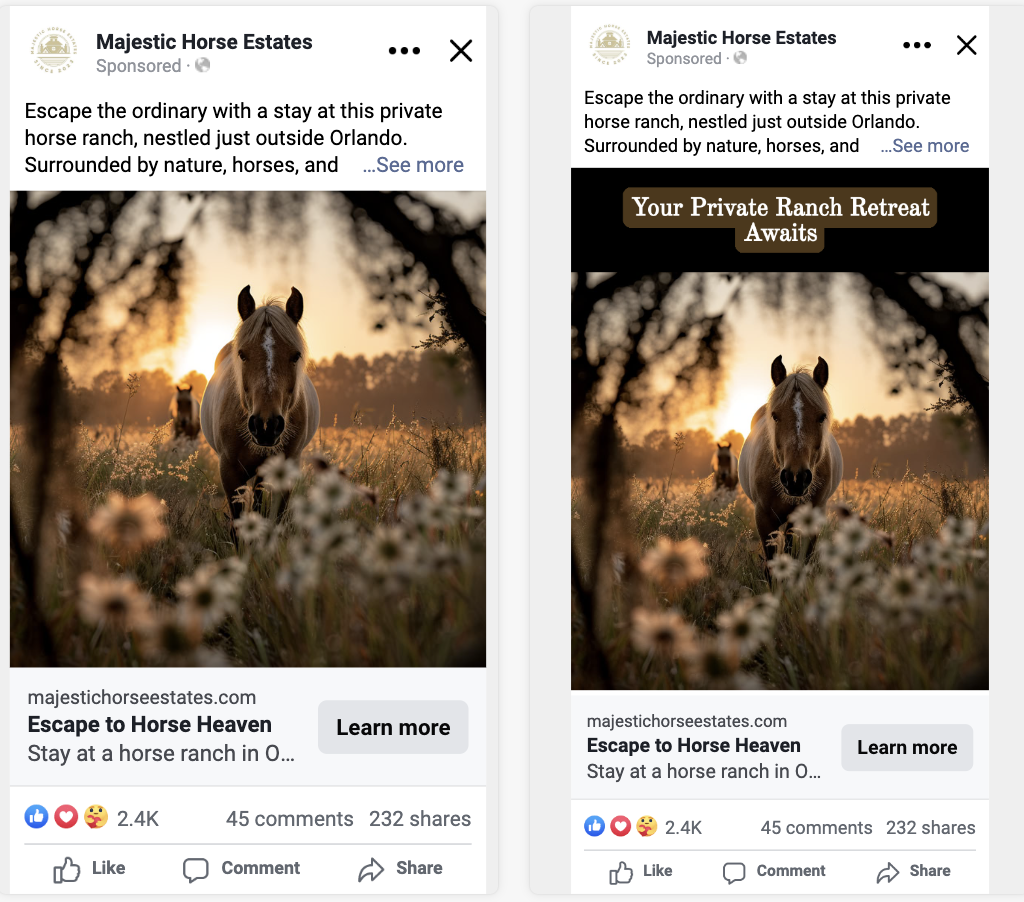Ad creative designed to align expectations before the click, reducing friction and improving landing page performance.
