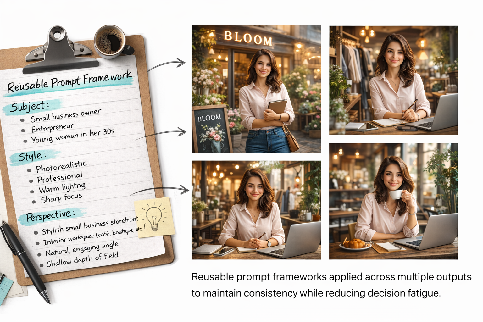 Reusable prompt templates designed for consistency, scalability, and real-world use.