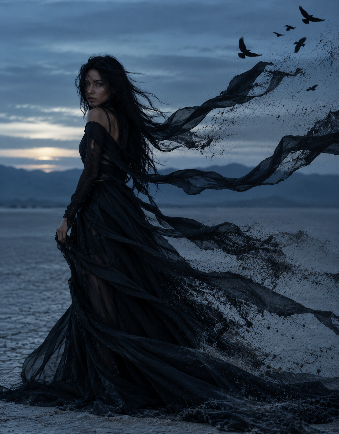 Dissolving Black Gown at Twilight.png