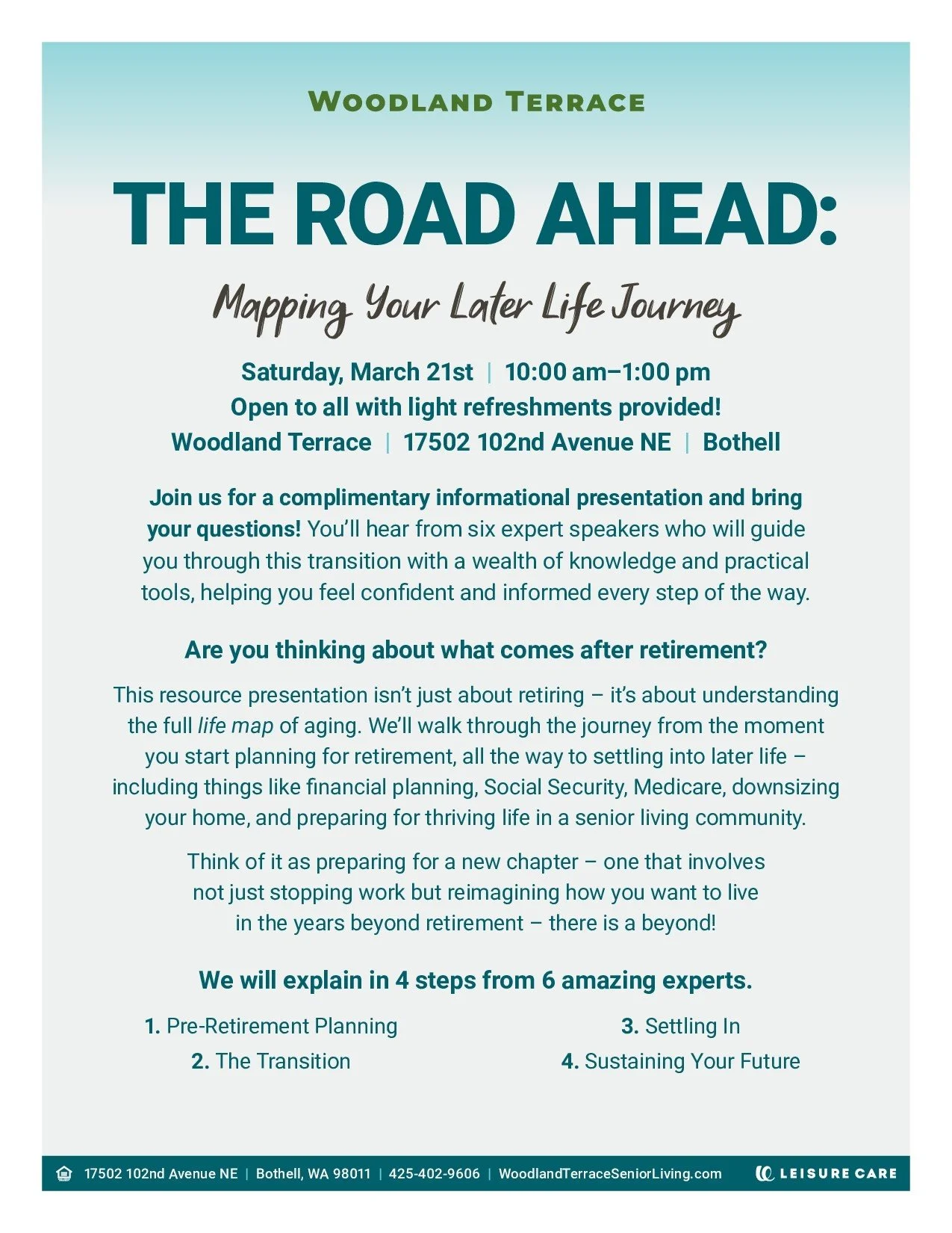 The Road Ahead : Mapping Your Later Life Journey