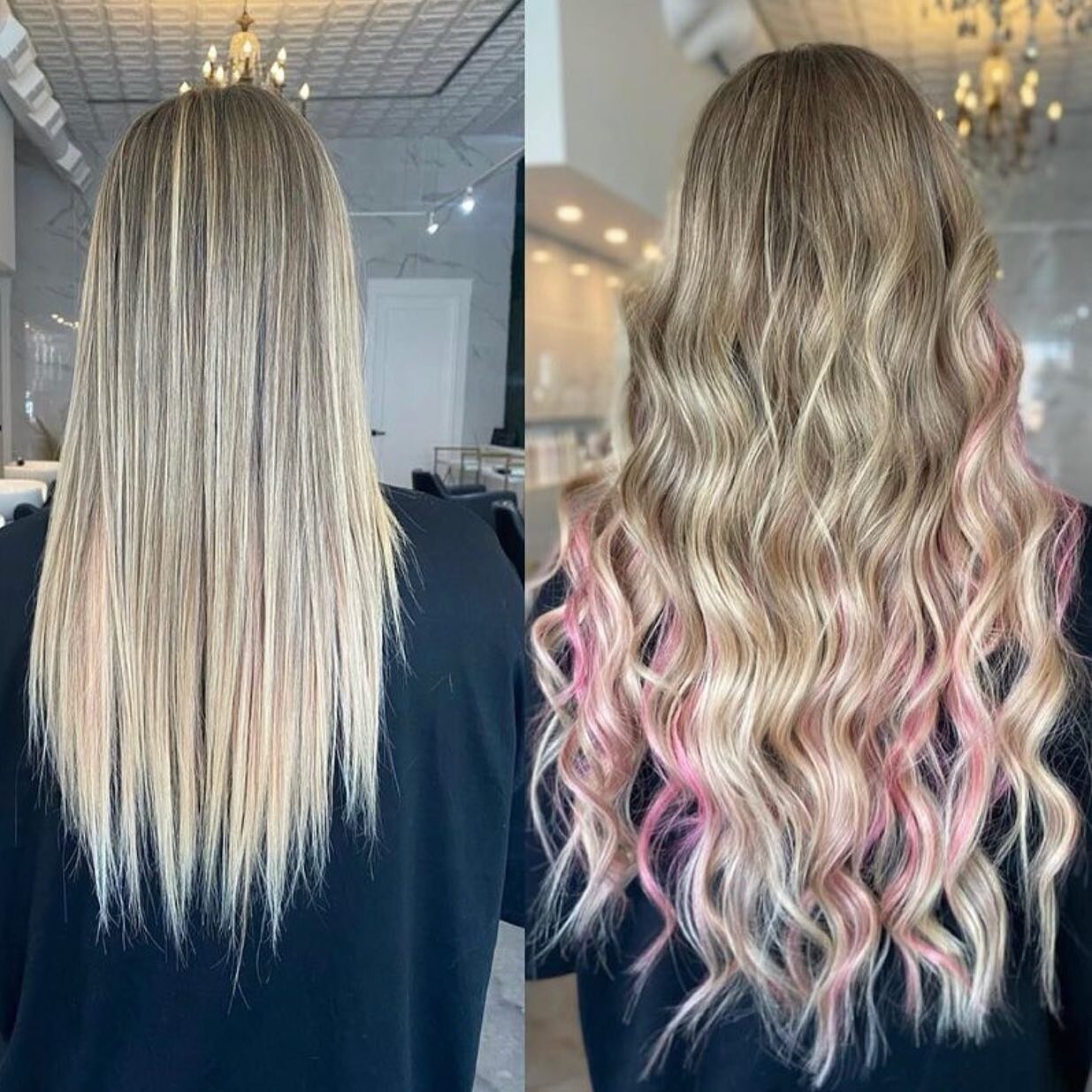 Want to add some pops of color without the commitment? 

Let the extensions do the work! We can incorporate a weft or two of your favorite fashion color &amp; leave your real hair unaffected. 

This makes such a fun statement without any commitment! 