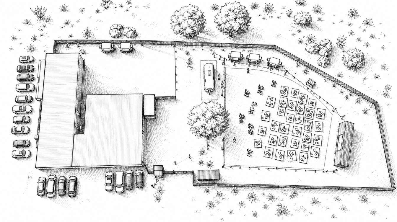 MOVIE NIGHTS at THE ANNEX | Illustrated Site Plan | Community Event Series Concept