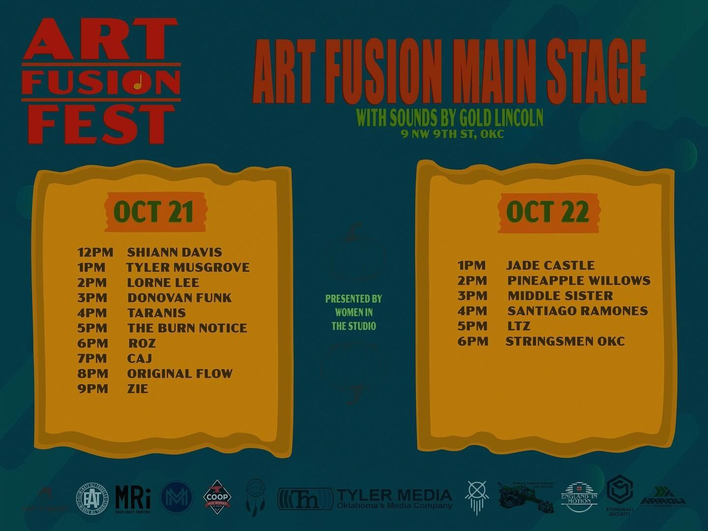 Looking forward to tomorrow!! Art Fusion Fest starts at 12pm on Sunday. Paint a pumpkin, eat some good food, check out all the awesome vendors, and pull up a chair at the main stage! We&rsquo;ll be playing from 6pm to 7pm! See you then 🤘@artfusionok