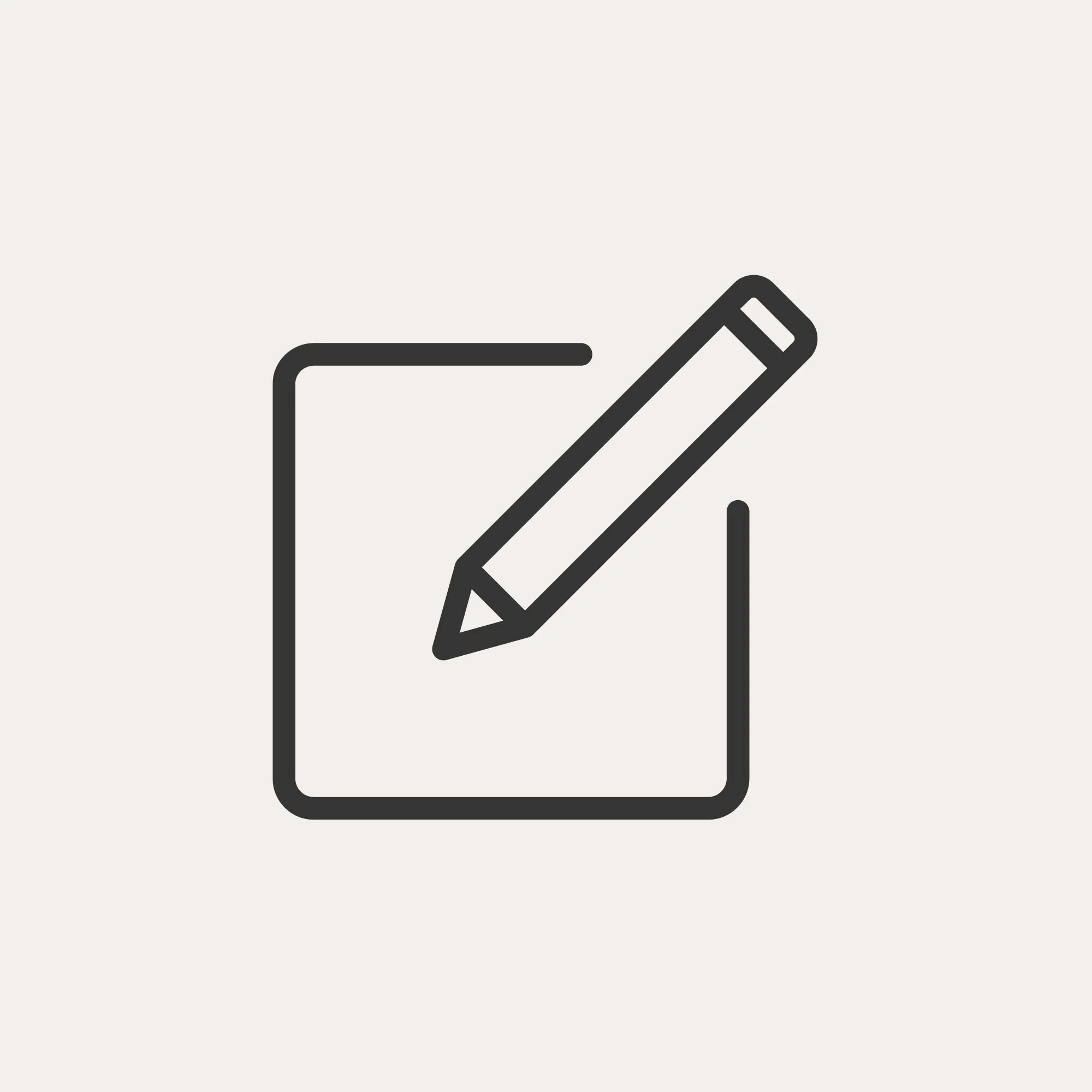 A minimalist, black outline of a pencil drawing on a notepad.