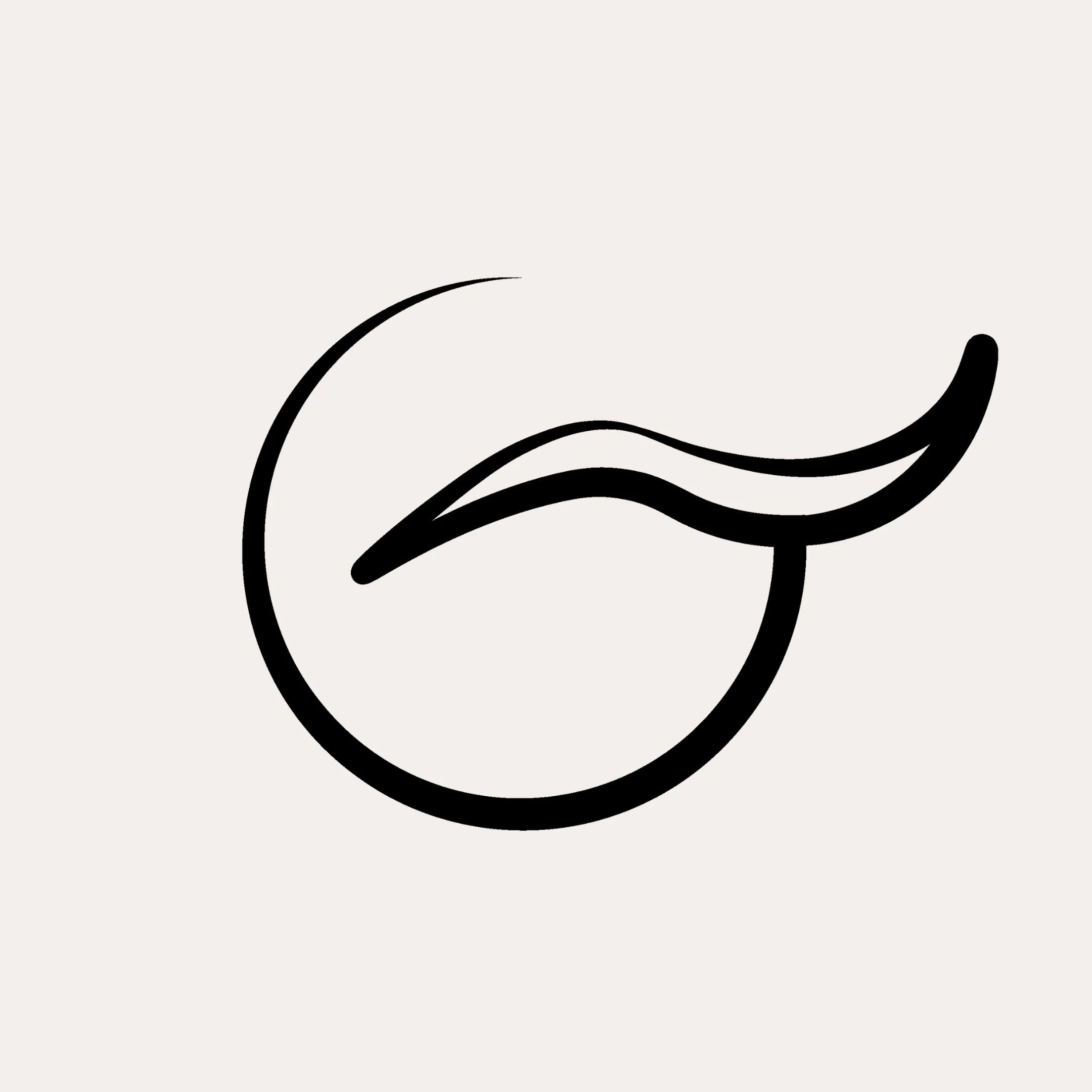 Almost complete circle with a swish through it, representing air/breath.