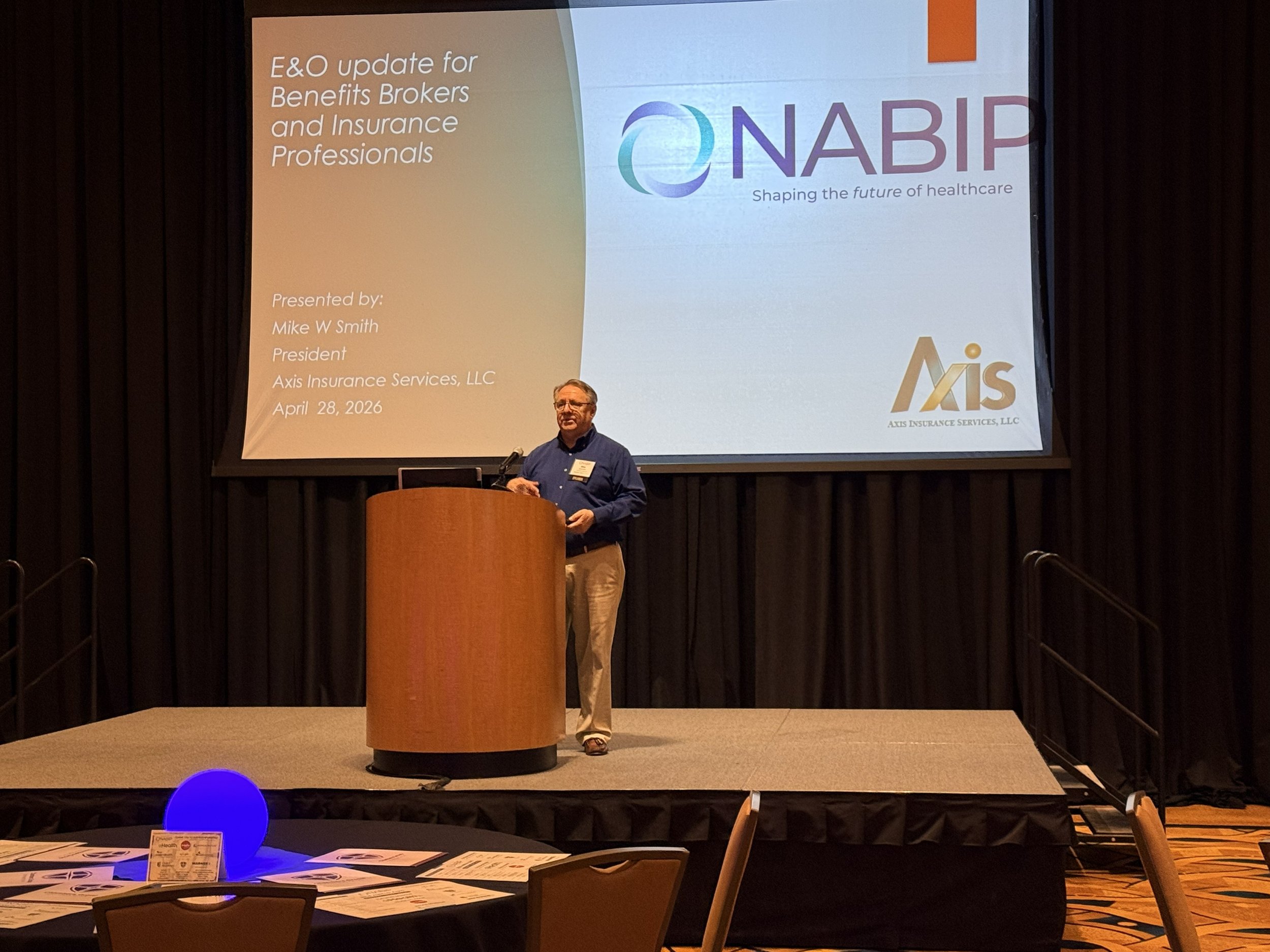 Presenter Mike Smith with Axis Insurance Services, LLC, discussed "E&O Update for Life, Health, and Benefits Agents"