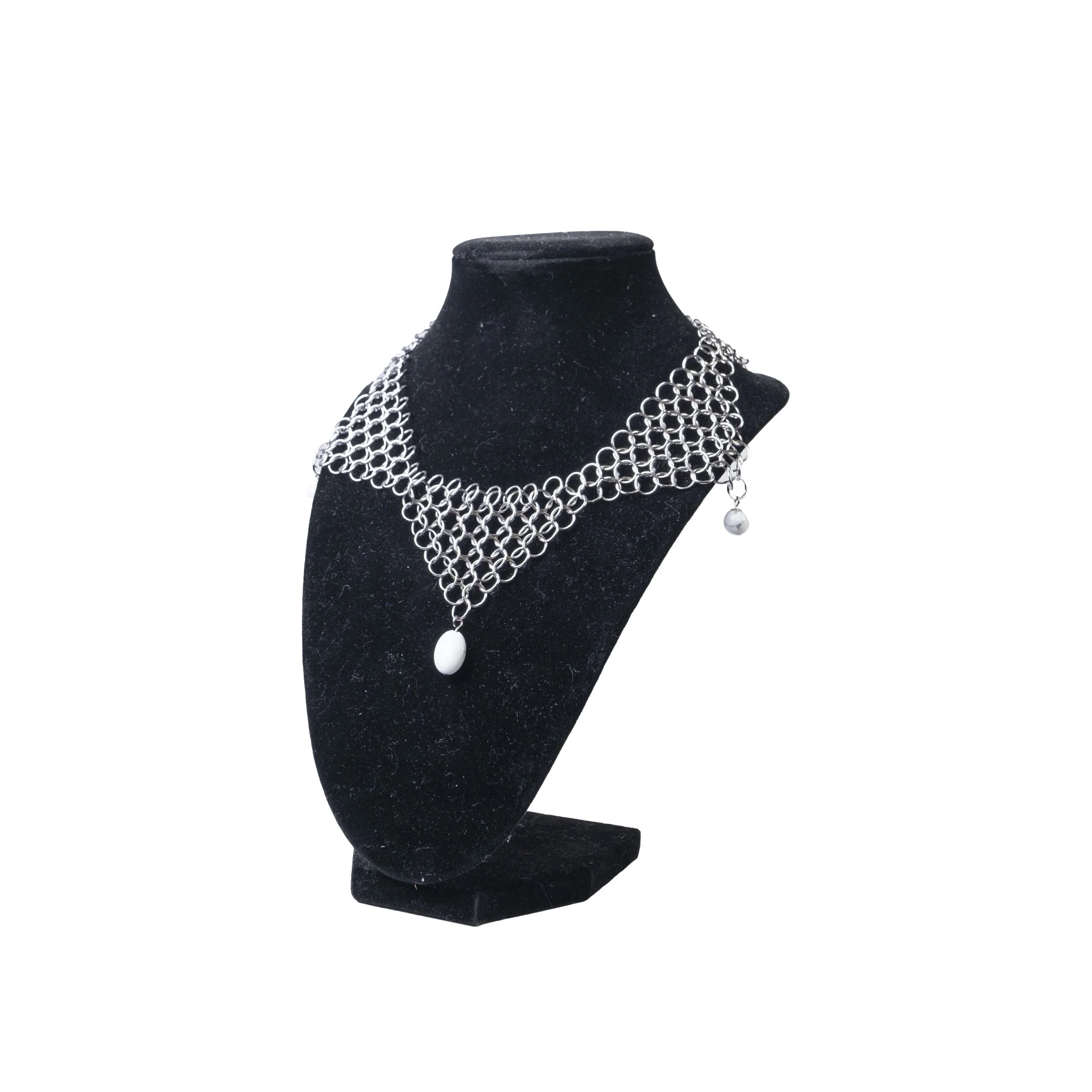Frances Cardinale - Chainmail jester collar necklace (howlite).jpeg