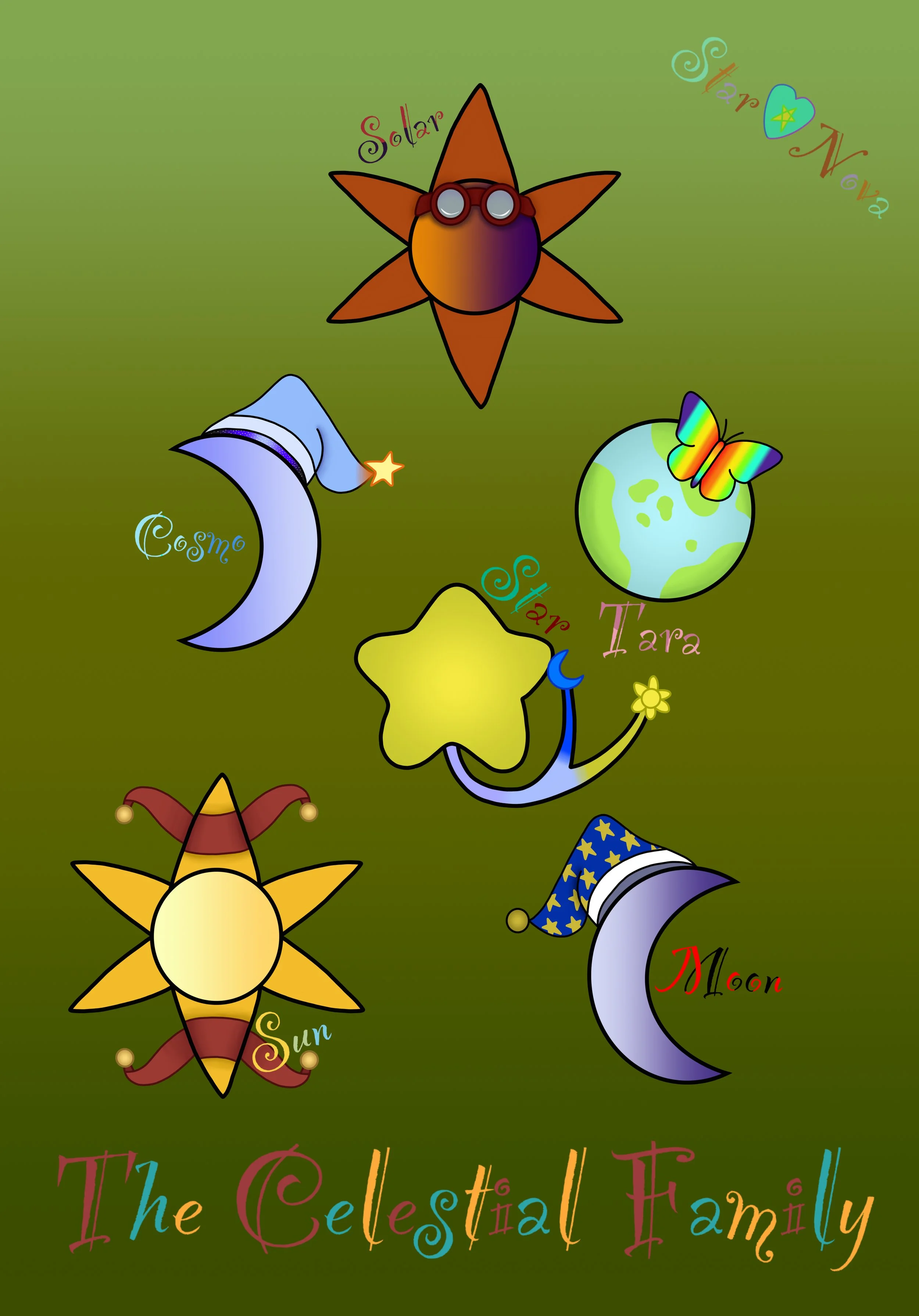 Delku Moncure - The Celestial Family “logos” (8x11")