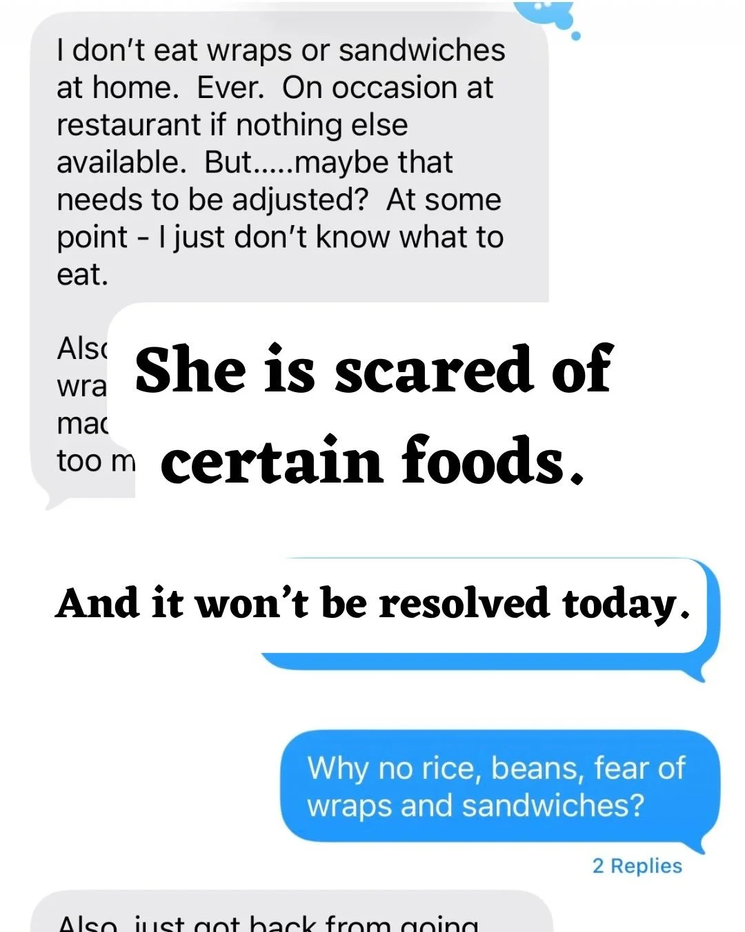 Online coaching isn&rsquo;t so much coaching as it is a place for you to say what your brain is telling you. 

It&rsquo;s a daily opportunity to get that ick out. To say hey, the tortilla wrap - yeah, that&rsquo;s a scary thing for me to eat.

A spac