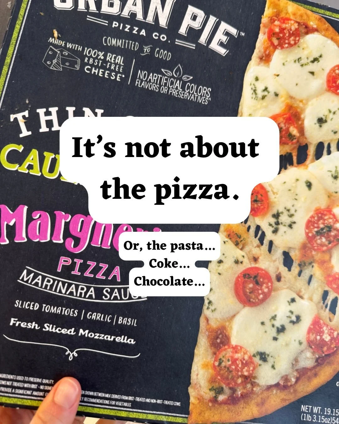 Client theme of the week: good food and bad food and what that food will do to me when I [inevitably] have it. 

Next time there&rsquo;s food in front of you that&rsquo;s bad, ask yourself: what is the outcome if I have this food?

Then ask yourself: