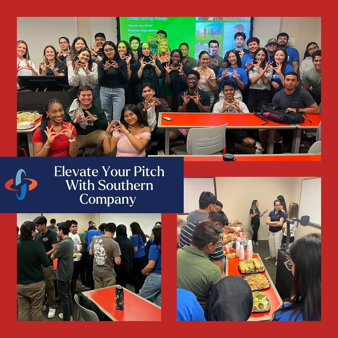 Recap of Elevate Your Pitch, sponsored by Southern Company! 🚀

We worked on our networking, polished our pitches, and got some solid resume advice from industry pros. 🙌🏽 Big shoutout to Southern Company for supporting us! 🌟