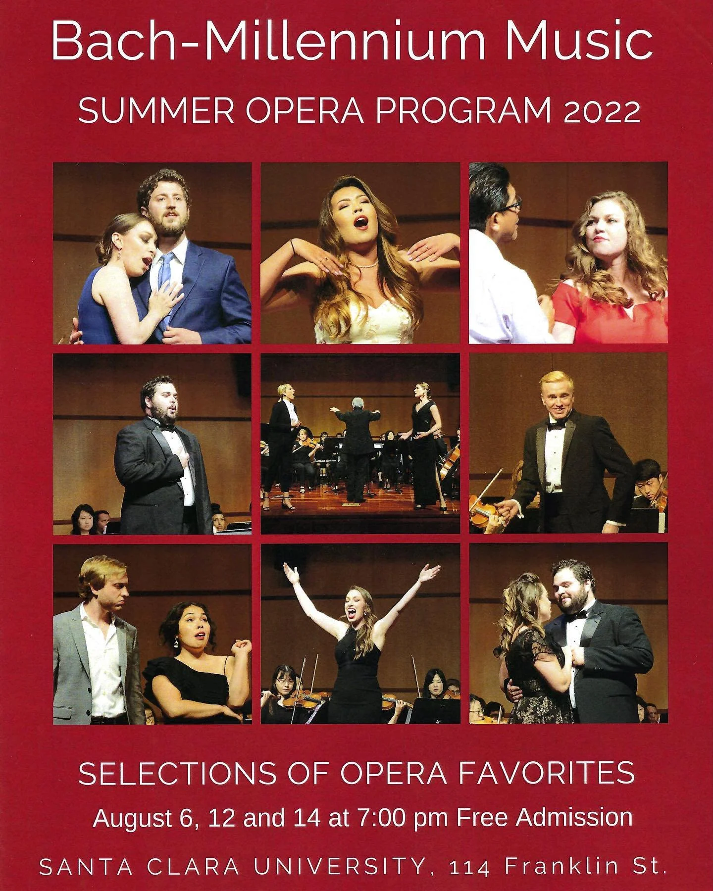 Bay Area friends! Join me and my incredible colleagues on August 12 and 14 (both at 7 pm) for an evening of opera arias and ensembles. Admission is FREE!

I&rsquo;ve had such a wonderful experience with the Bach-Millennium program over the last few w
