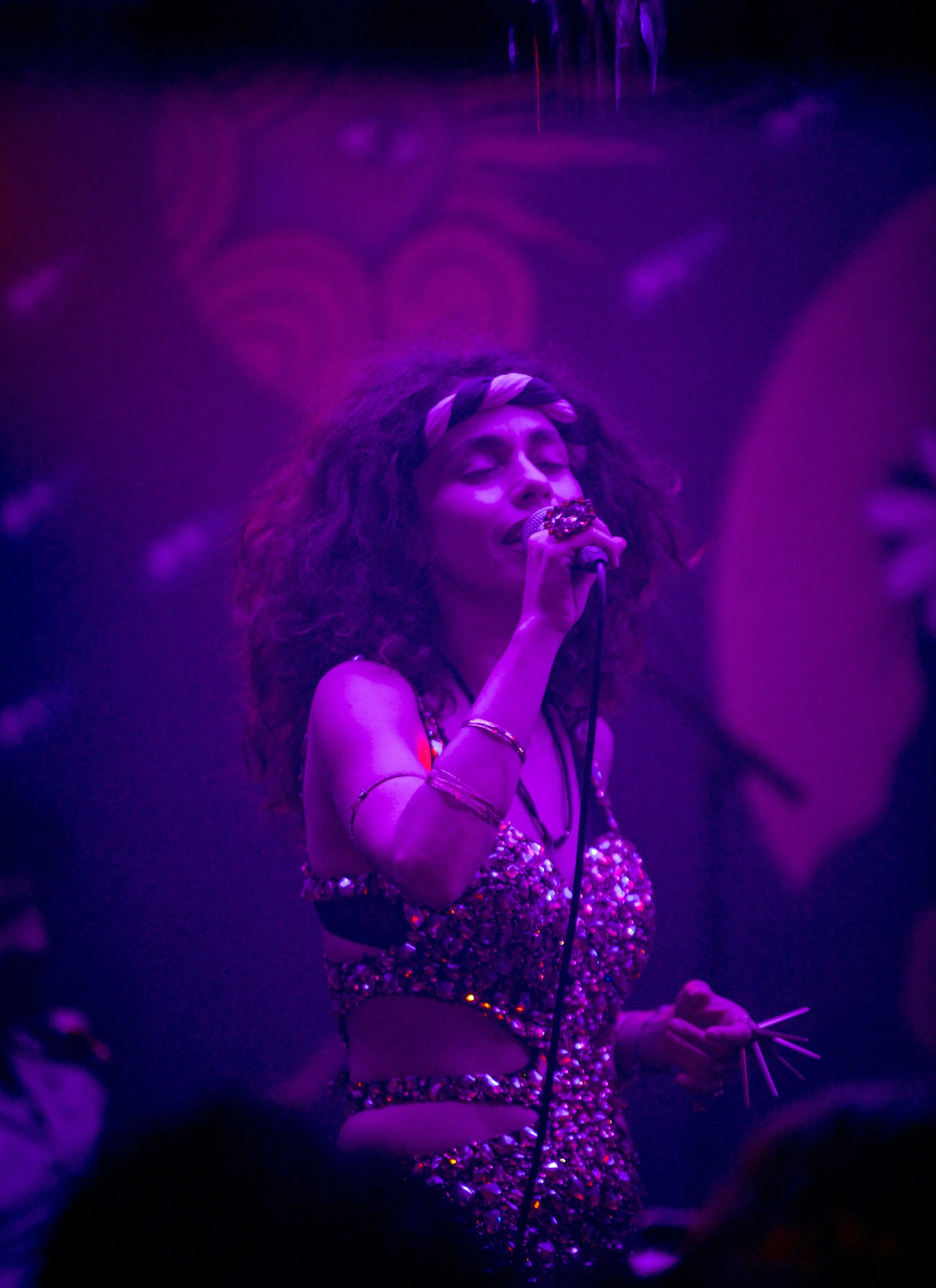 Mizrahi Jewish artist Riff Cohen, whose music blends Arabic and Jewish traditions, performs in Tel Aviv, Israel. April 2024.