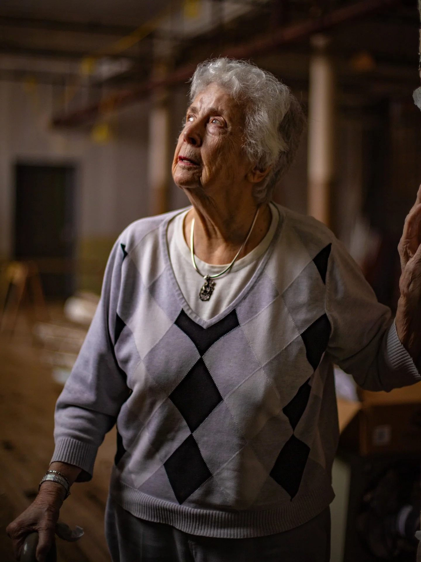 Barbara Christoff, former employee at the Ball and Socket Manufacturing of Cheshire, CT, visits the abandoned factory now being repurposed into an arts center. Connecticut, April 2024.
