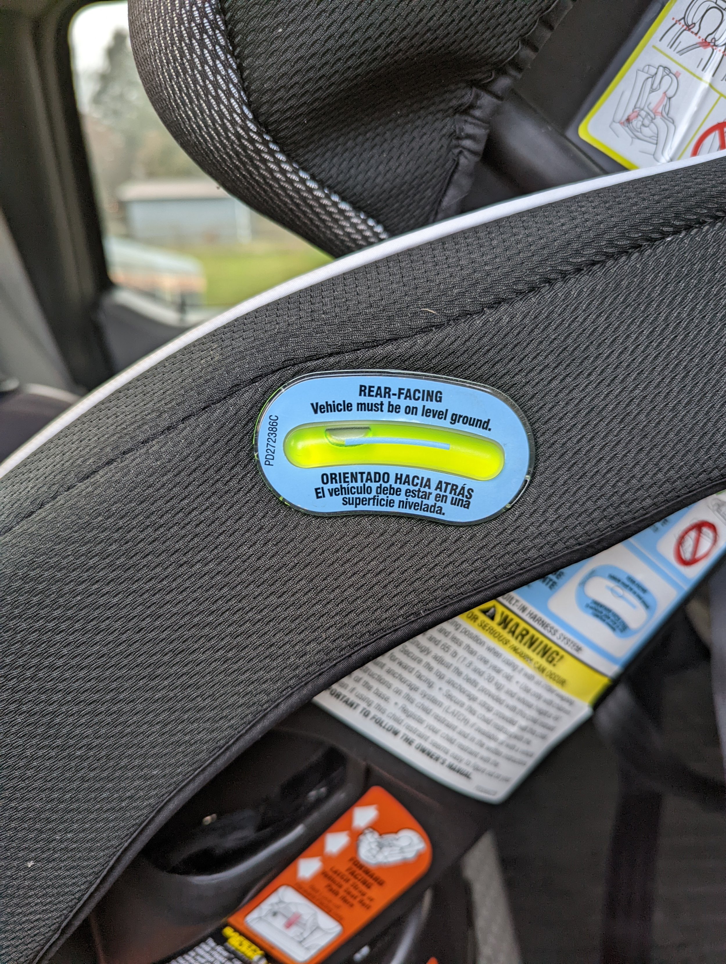 Forward facing car top seat recline angle