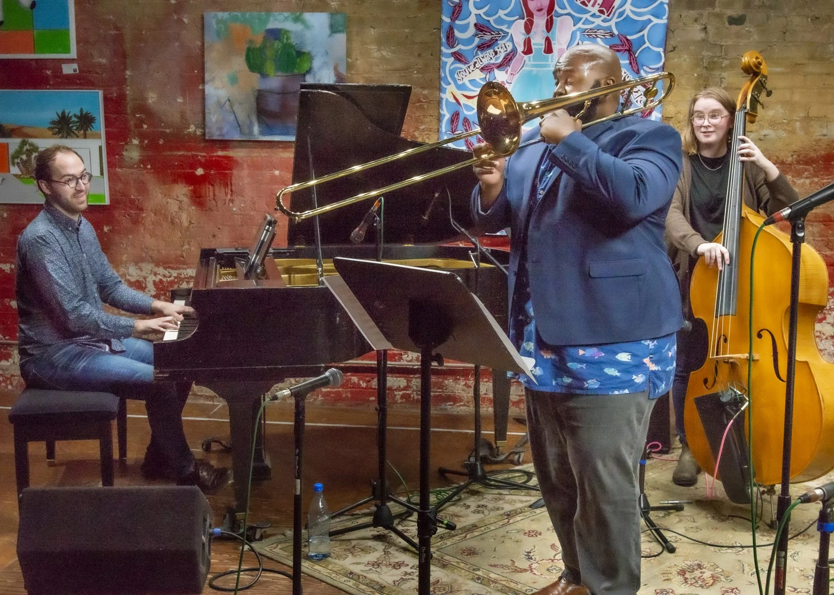 Preforming our Encore for IRIS at Fulton Street Collective. Austyn Menk on Piano, Morgan Turner on Bass